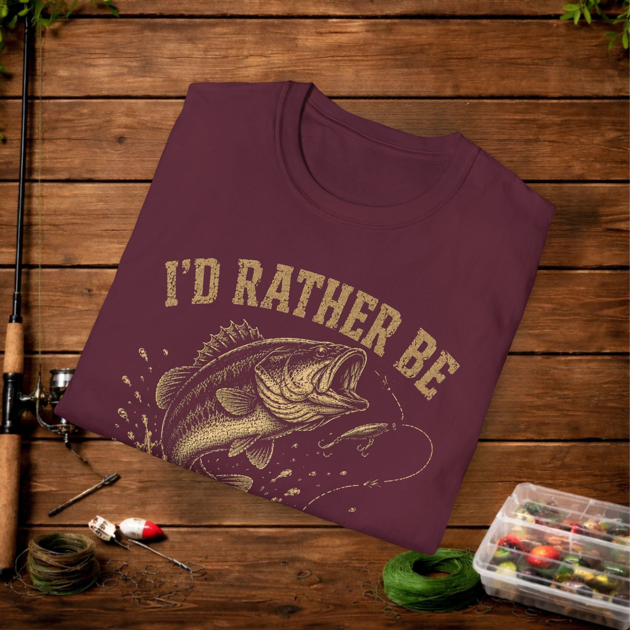Fishing T-Shirt — "I'd Rather Be Missing Fish" Vintage Bass Graphic Tee