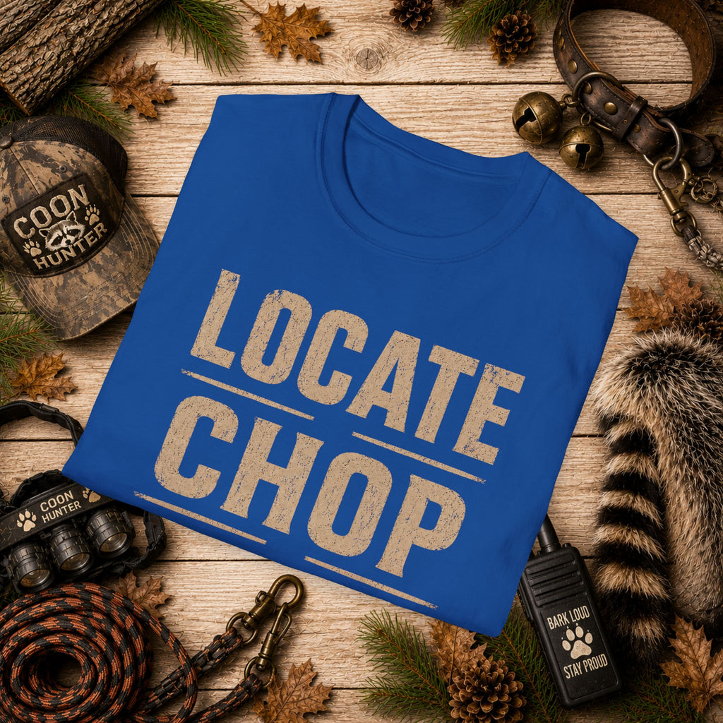 Locate Chop Tree Coon Hunting T-Shirt | Vintage Houndsman Graphic Tee | Wild Wonderful Wear