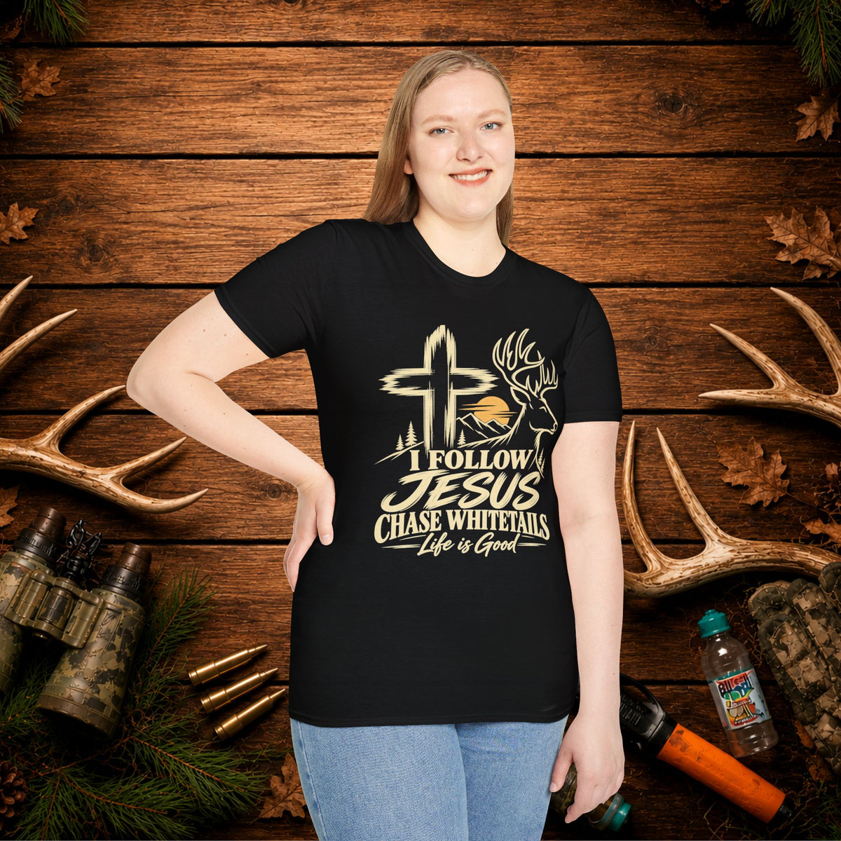 I Follow Jesus Chase Whitetails T-Shirt | Christian Hunting Shirt