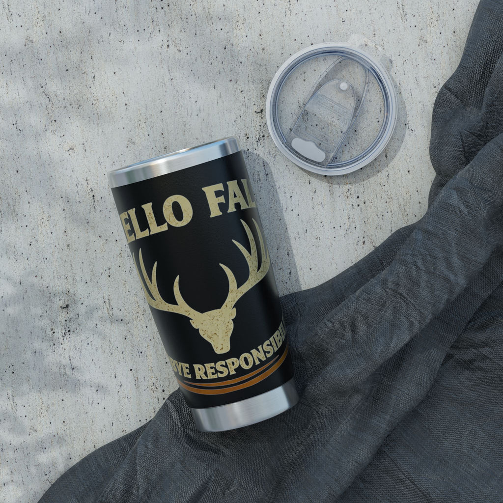 Hello Fall Deer Antlers 20oz Tumbler — Autumn Hunting Travel Mug