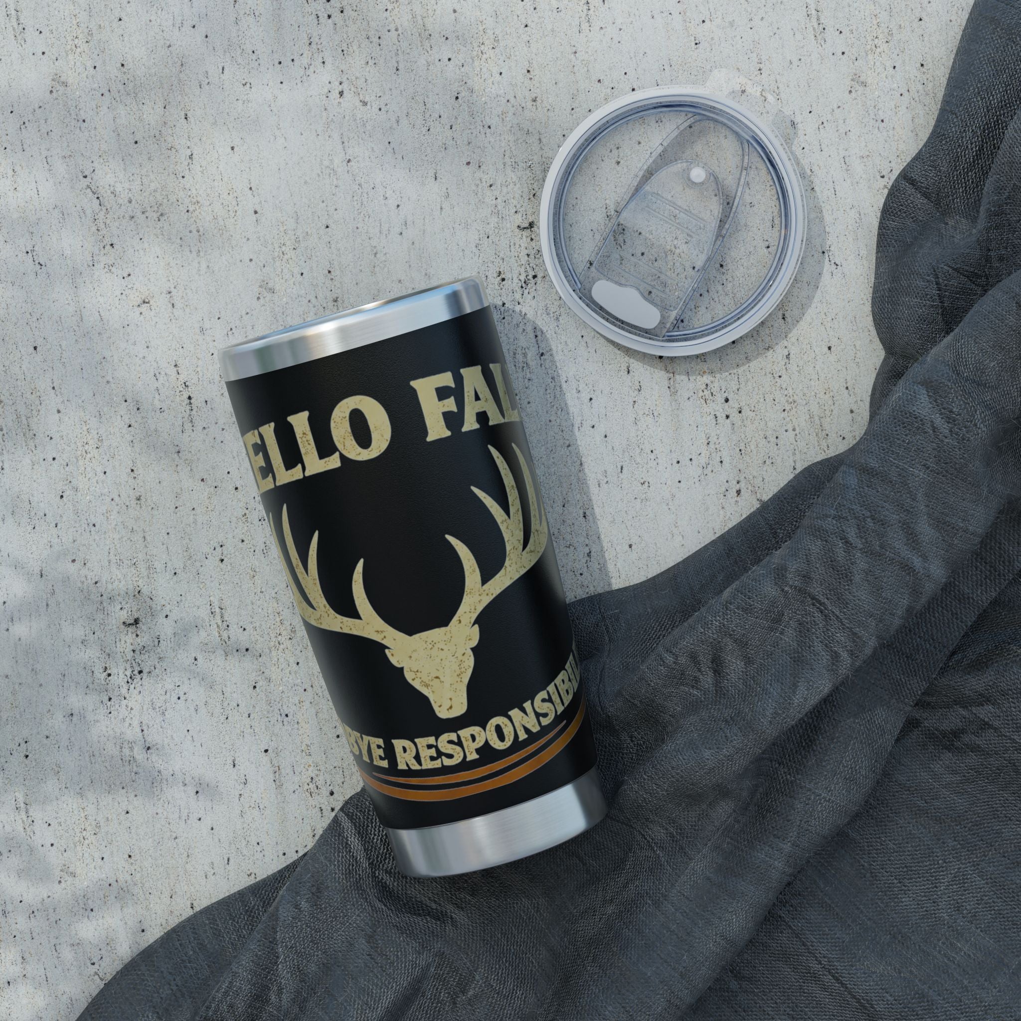 Hello Fall Deer Antlers 20oz Tumbler — Autumn Hunting Travel Mug