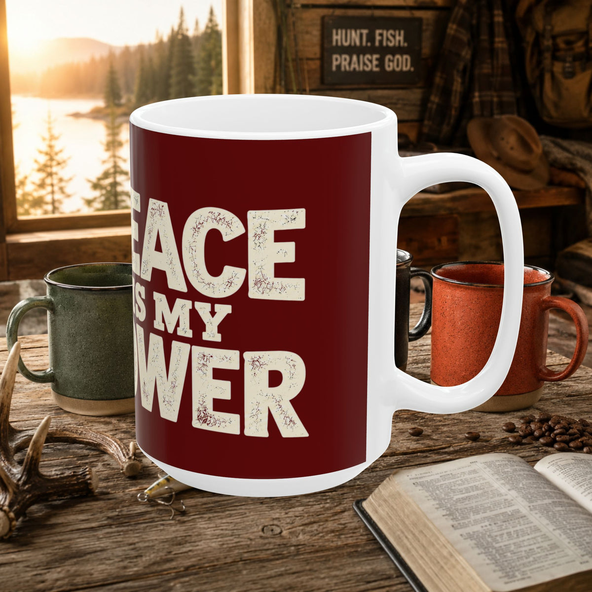 Peace Is My Power Ceramic Mug — Inspirational Dove Coffee Cup (11oz, 15oz)