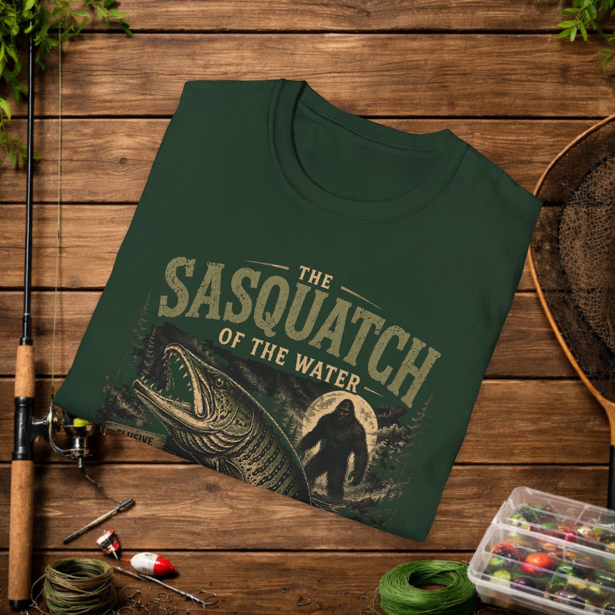 Sasquatch of the Water T-Shirt — Fishing Monster Graphic Tee