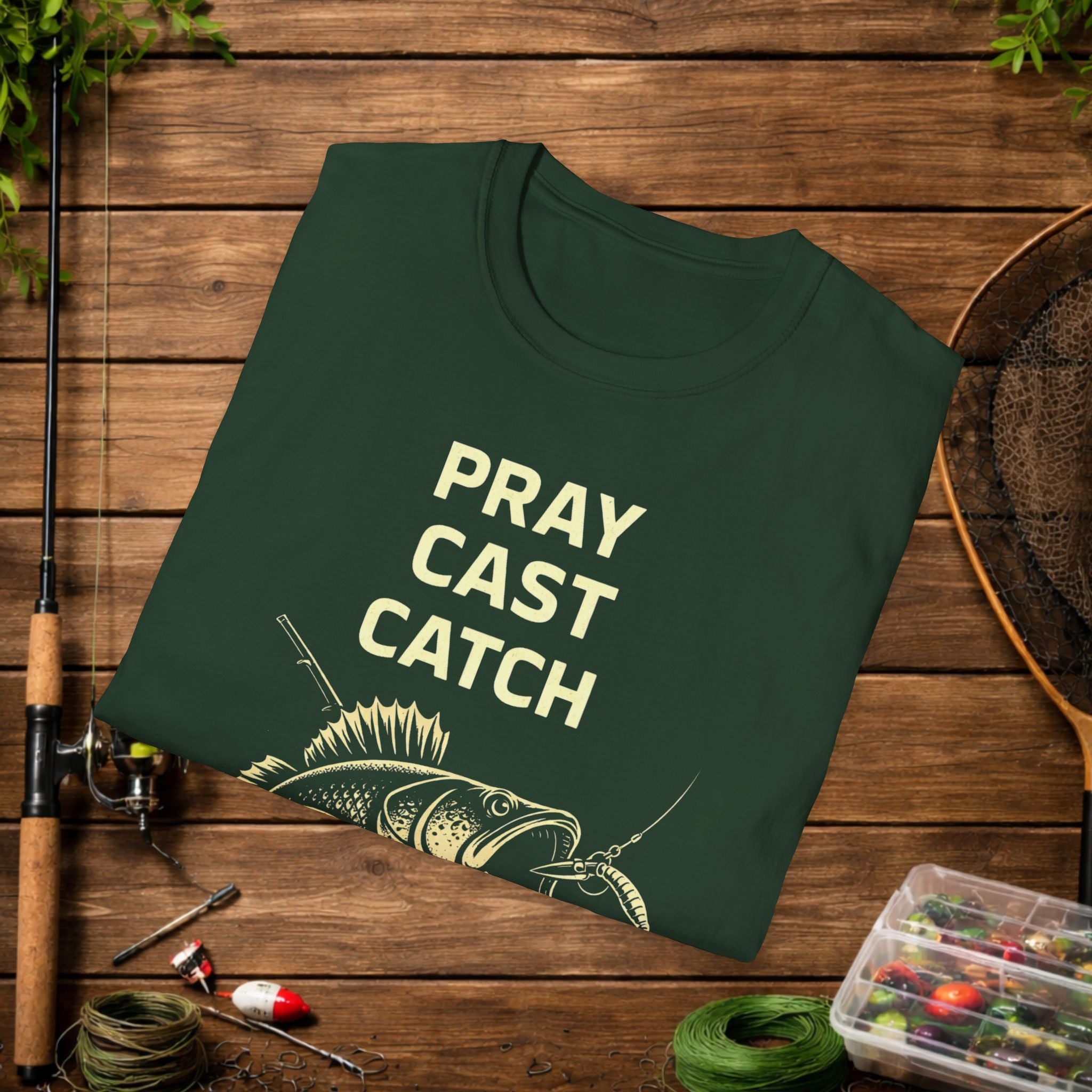 Pray Cast Catch Fishing T-Shirt – Bass Angler Graphic Tee