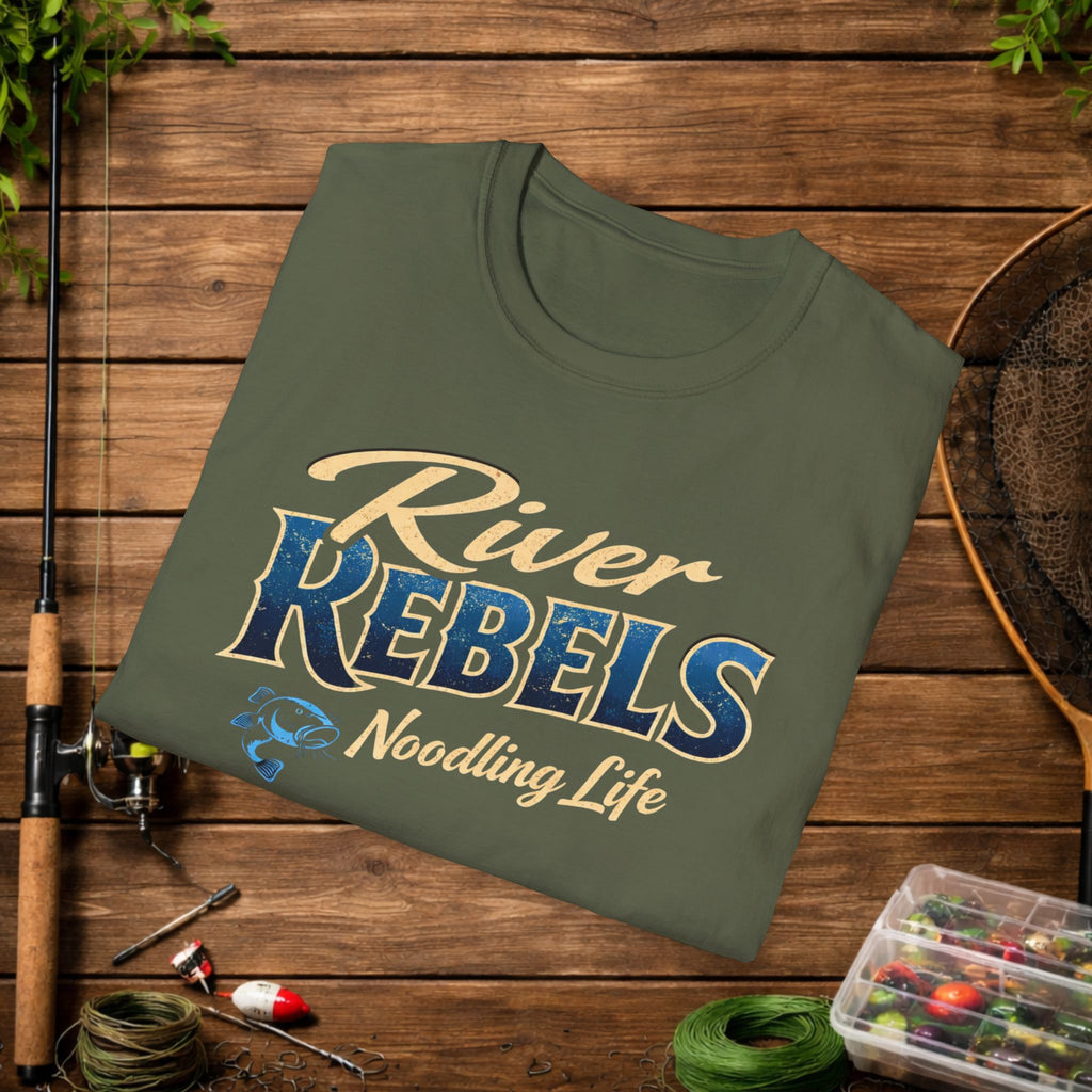 River Rebels Noodling Life Shirt – Catfish Noodling Tee – River Life Fishing Shirt – Southern Outdoor Apparel