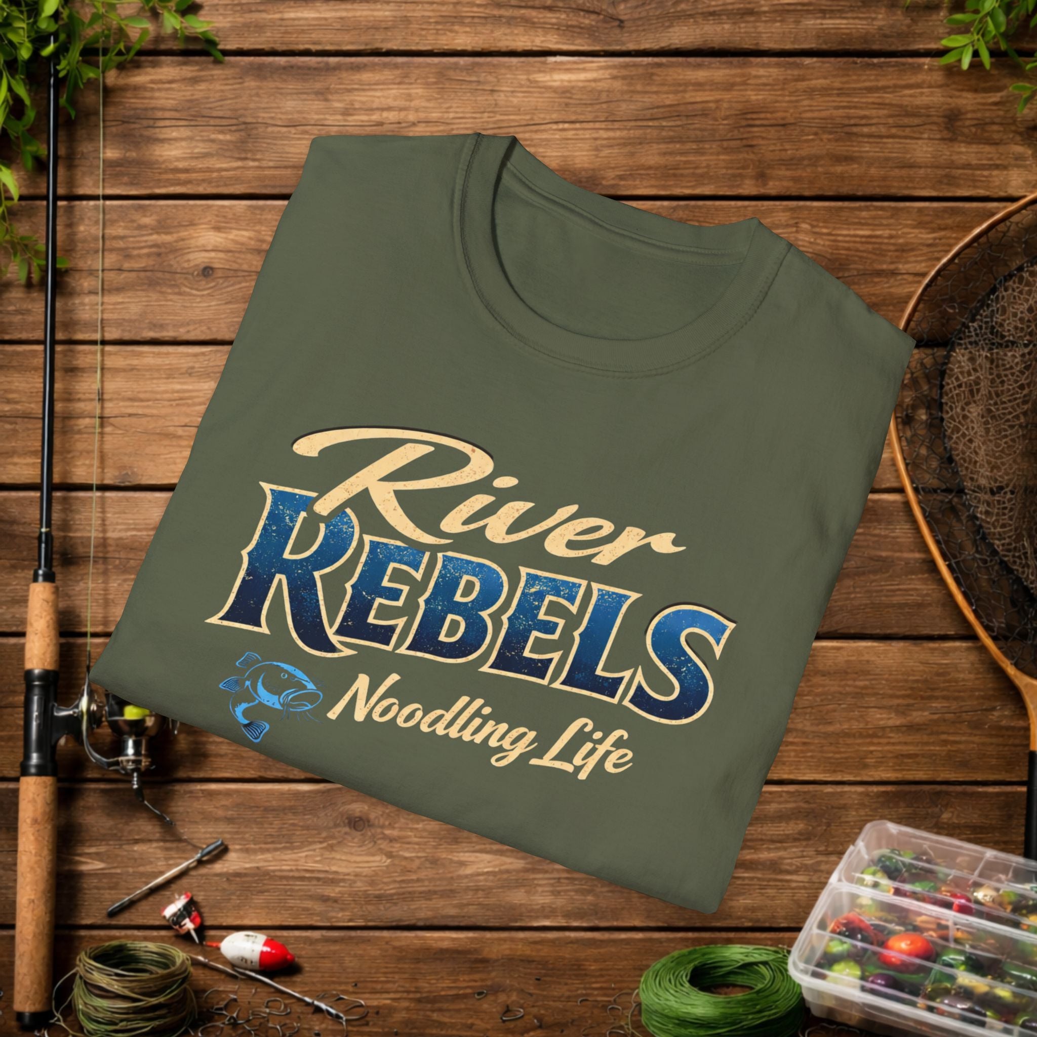 River Rebels Noodling Life Shirt – Catfish Noodling Tee – River Life Fishing Shirt – Southern Outdoor Apparel