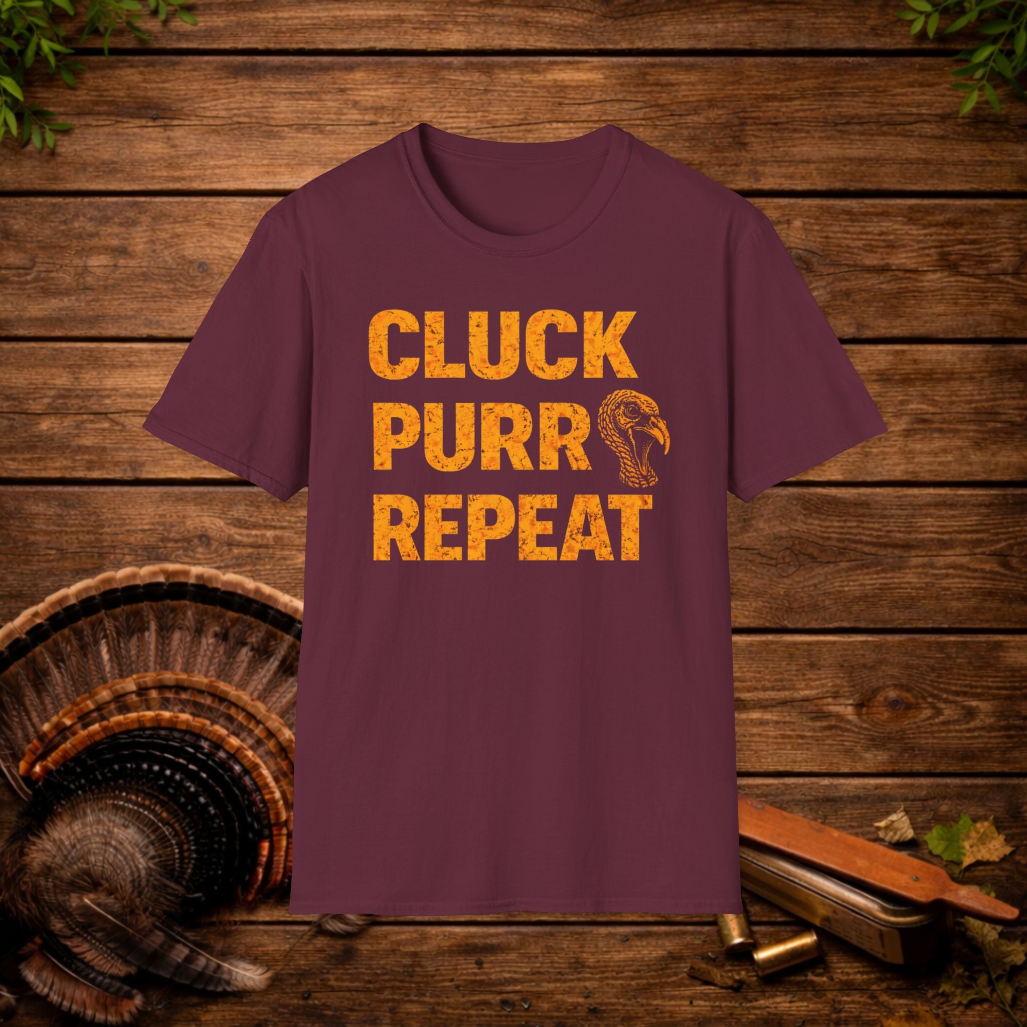 Cluck Purr Repeat Turkey Hunting Shirt – Turkey Calling Tee – Spring Turkey Season Hunter Shirt – Gobbler Hunting Apparel