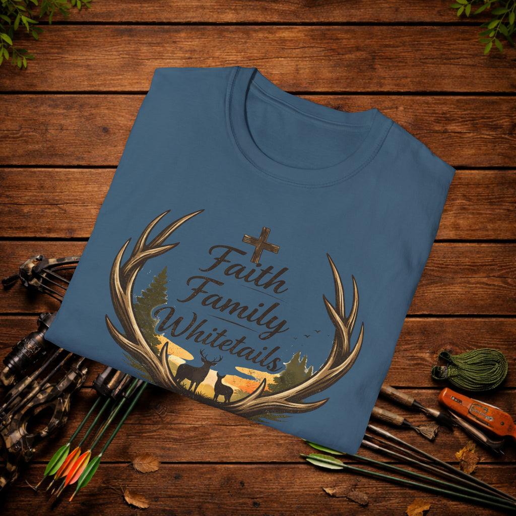 Faith Family Whitetails Shirt – Raised Wild Deer Hunting Tee – Christian Hunting Shirt – Whitetail Hunter Apparel