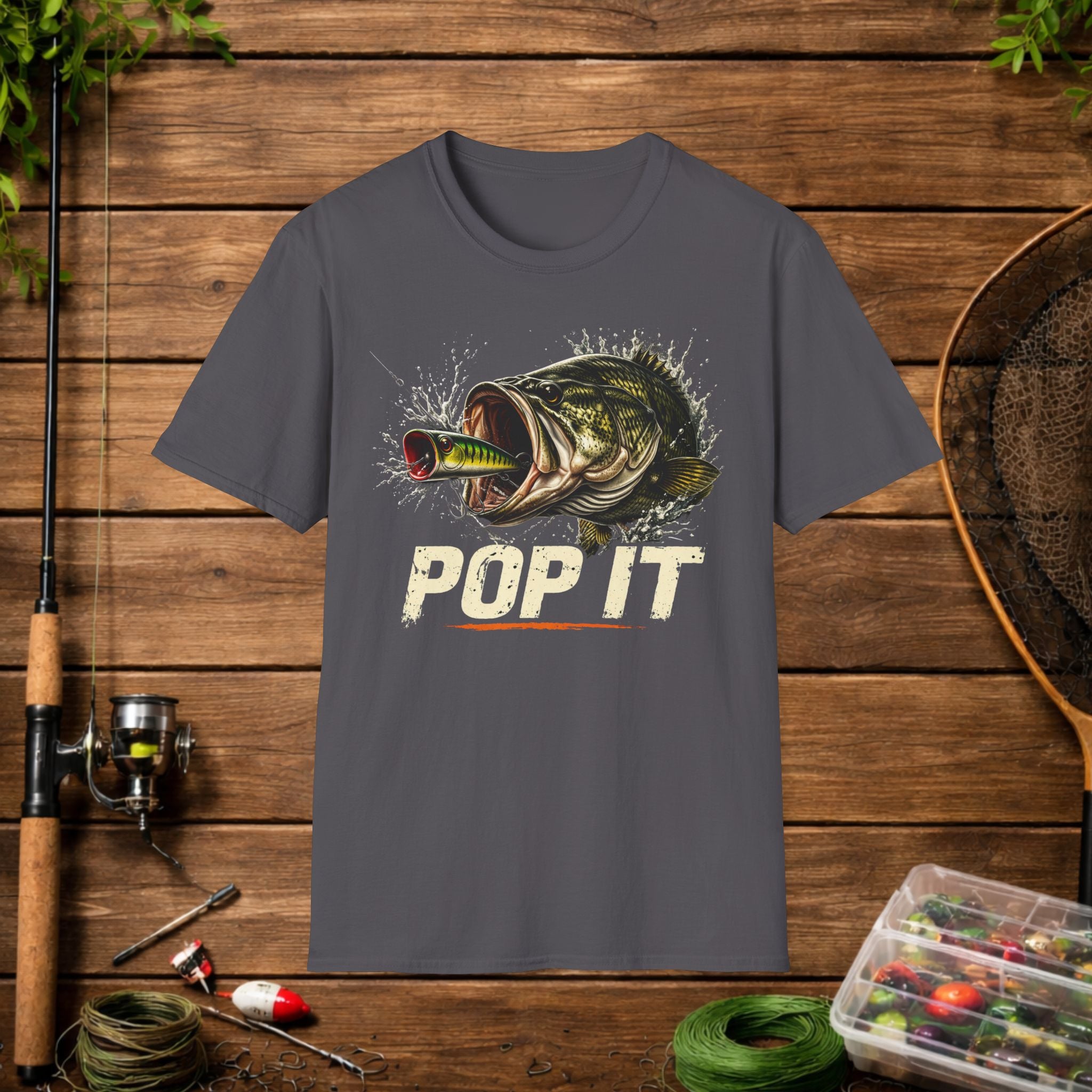Pop It Bass Fishing Shirt – Topwater Popper Fishing Tee – Bass Strike Fishing Shirt – Topwater Angler Shirt