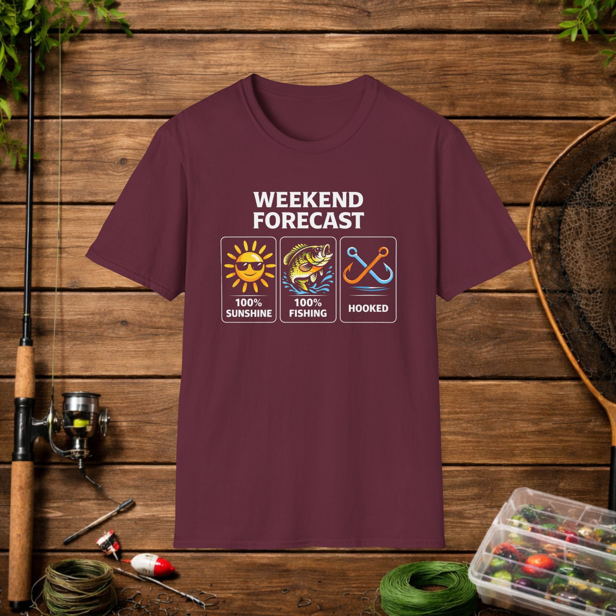 Weekend Forecast Fishing Shirt – Funny Fishing Weather Graphic Tee