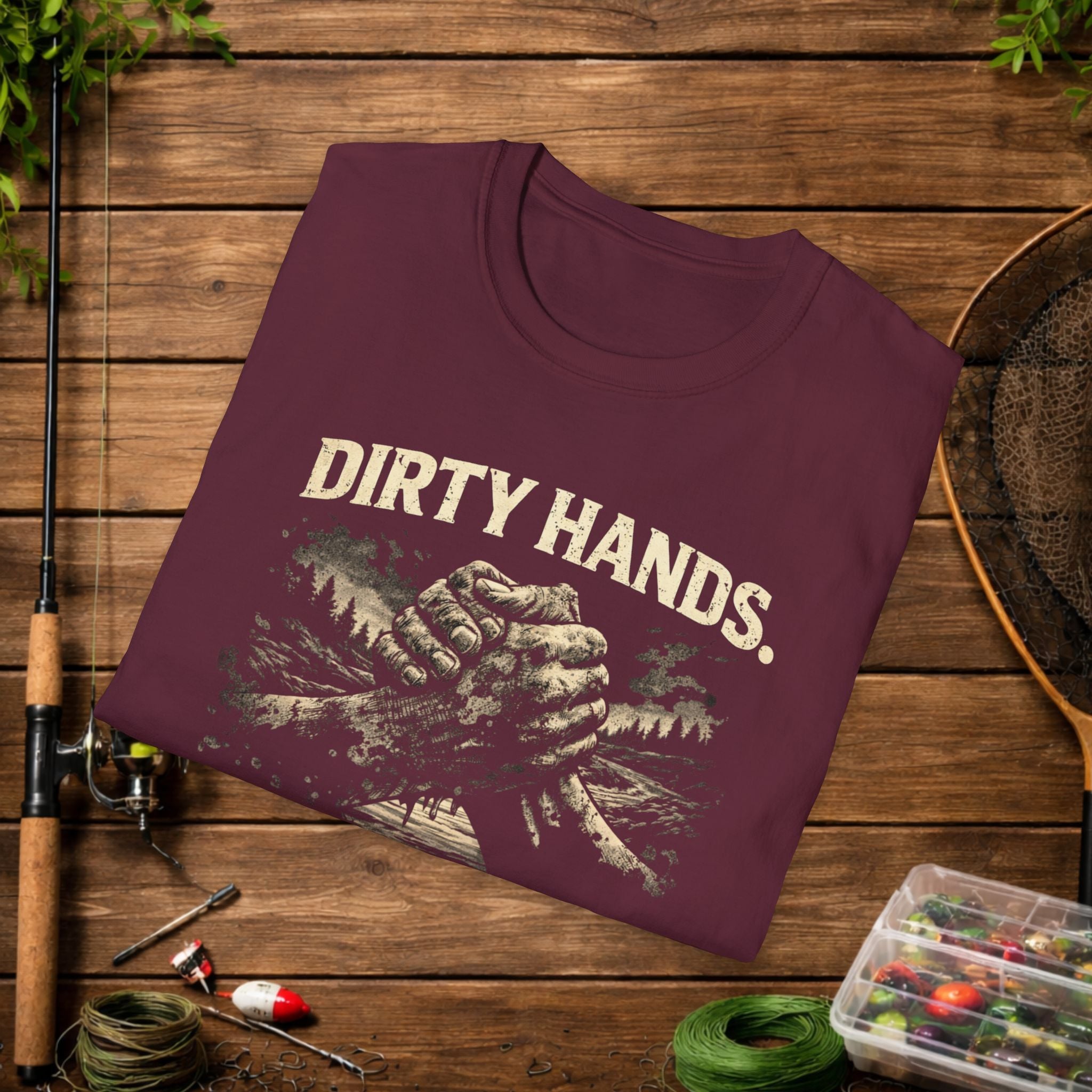 Dirty Hands Clean Soul Shirt – River Rebels Club Tee – Outdoor Fishing Lifestyle Shirt – Rustic Country Apparel