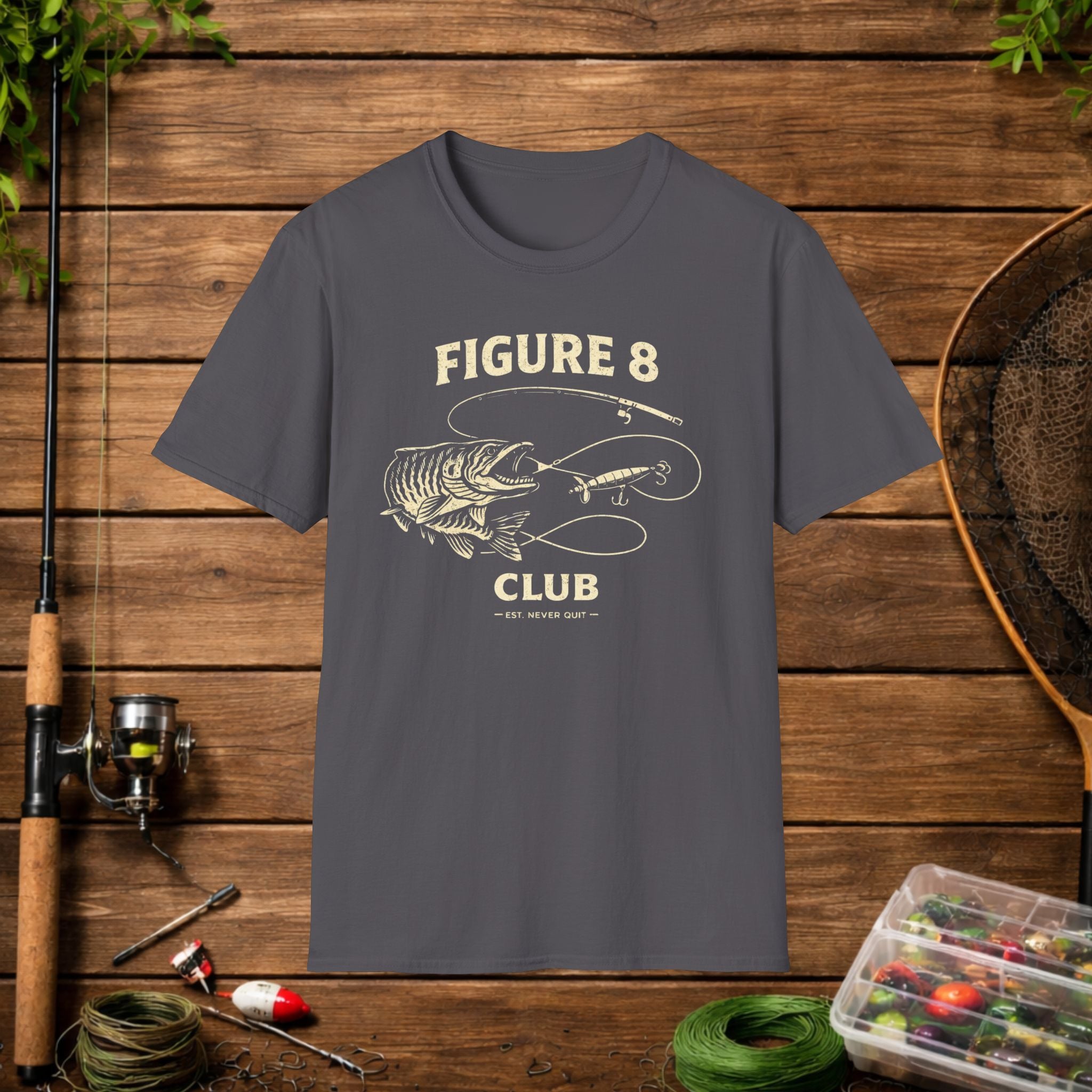 Figure 8 Musky Shirt – Musky Fishing Tee – Muskellunge Angler Apparel – Vintage Fishing Design