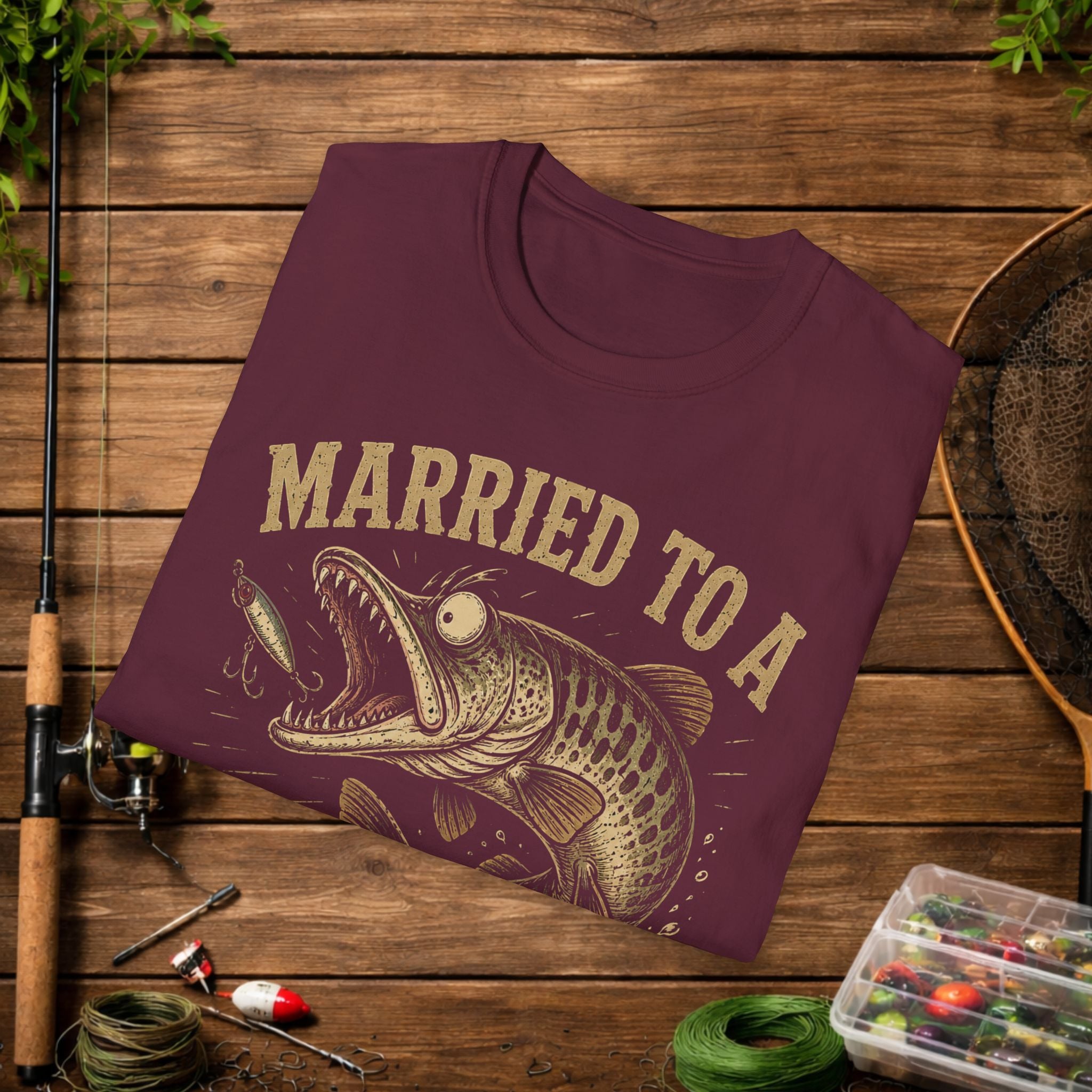 Married to a Musky Addict T-Shirt — Funny Fishing Gift for Muskie Lovers