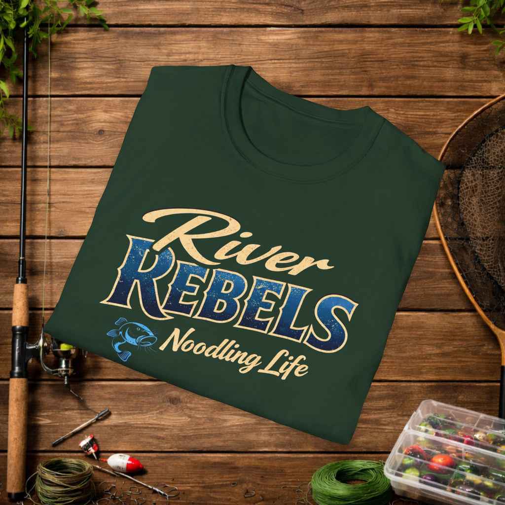 River Rebels Noodling Life Shirt – Catfish Noodling Tee – River Life Fishing Shirt – Southern Outdoor Apparel