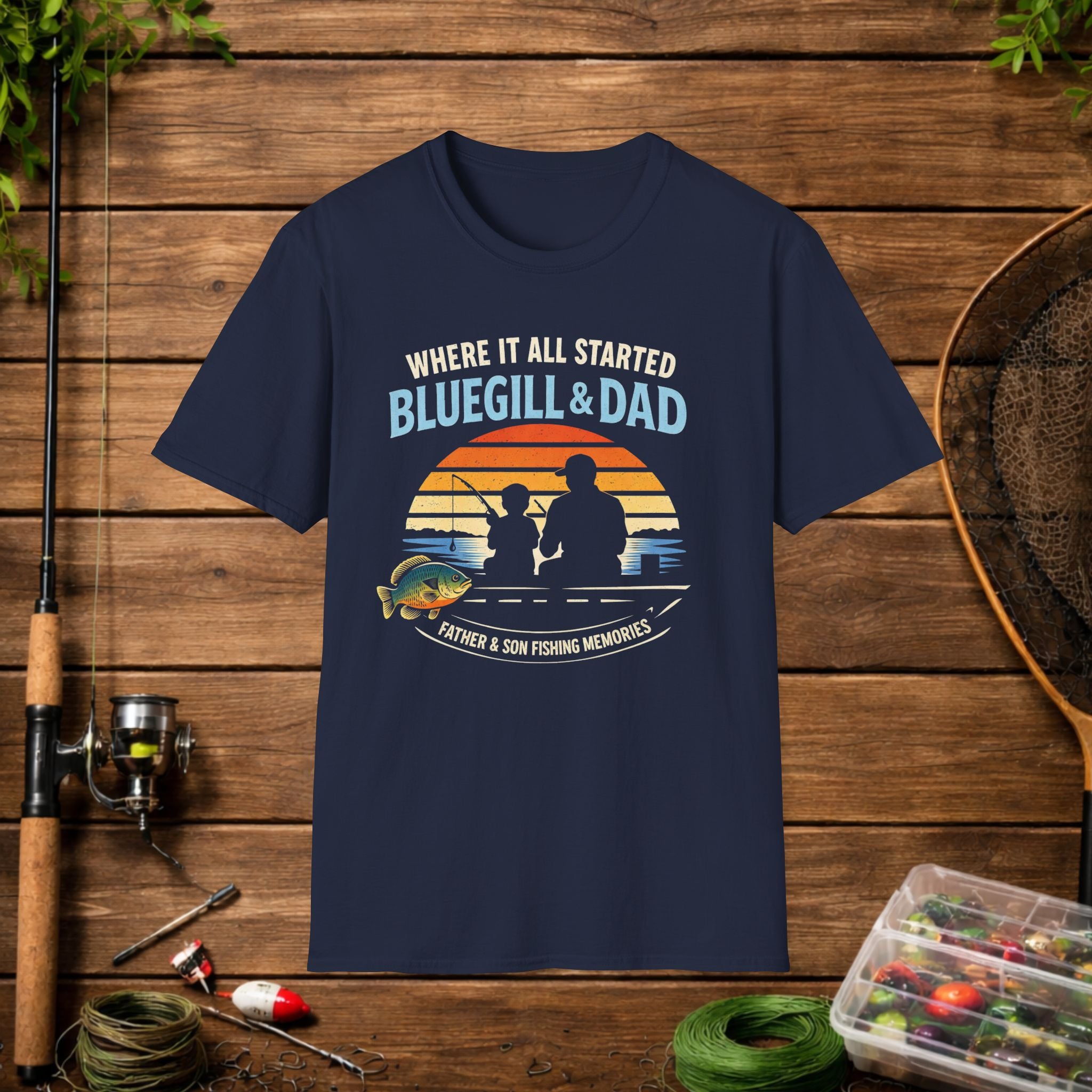 Fishing Dad T-Shirt - "Where It All Started: Bluegill & Dad" Father & Son Fishing Tee
