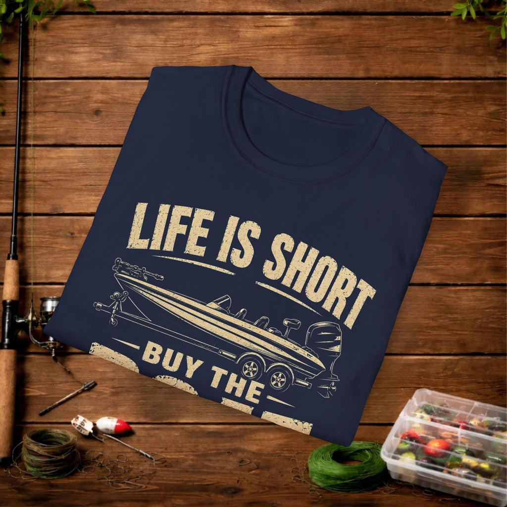 Boat T‑Shirt — "Life Is Short, Buy The Boat" Vintage Fishing Tee