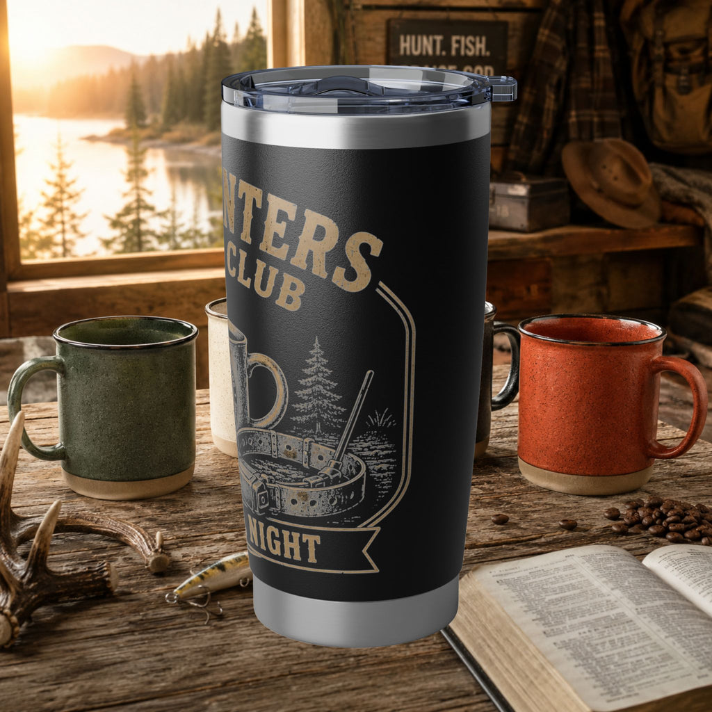 Coon Hunter Coffee Club 20oz Tumbler — "Open All Night" Houndsman Insulated Travel Mug