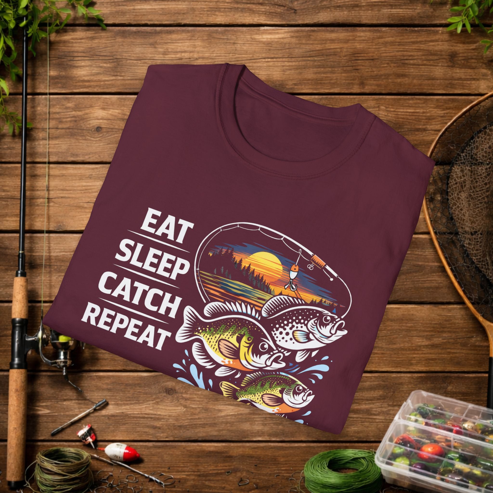 Eat Sleep Catch Repeat Panfish Fishing T-Shirt – Bluegill Crappie Sunfish Angler Tee