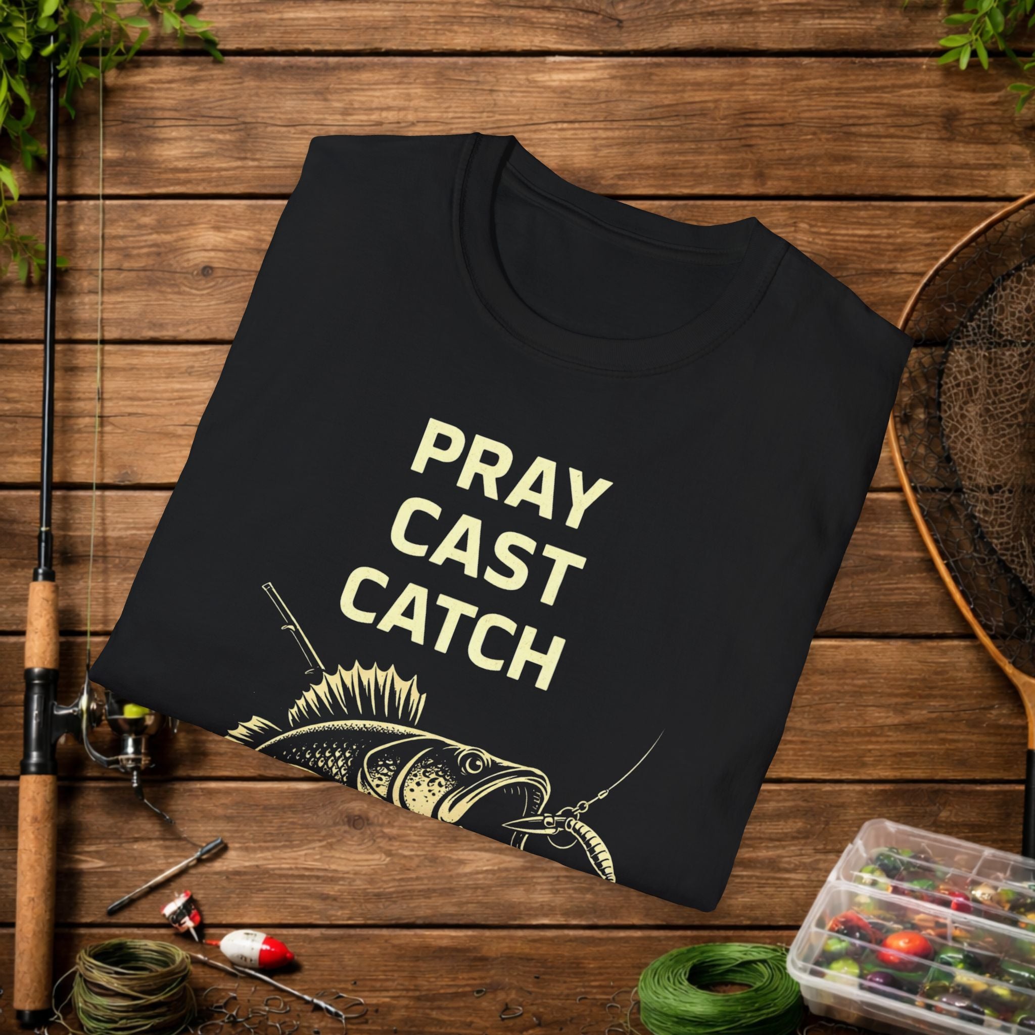 Pray Cast Catch Fishing T-Shirt – Bass Angler Graphic Tee