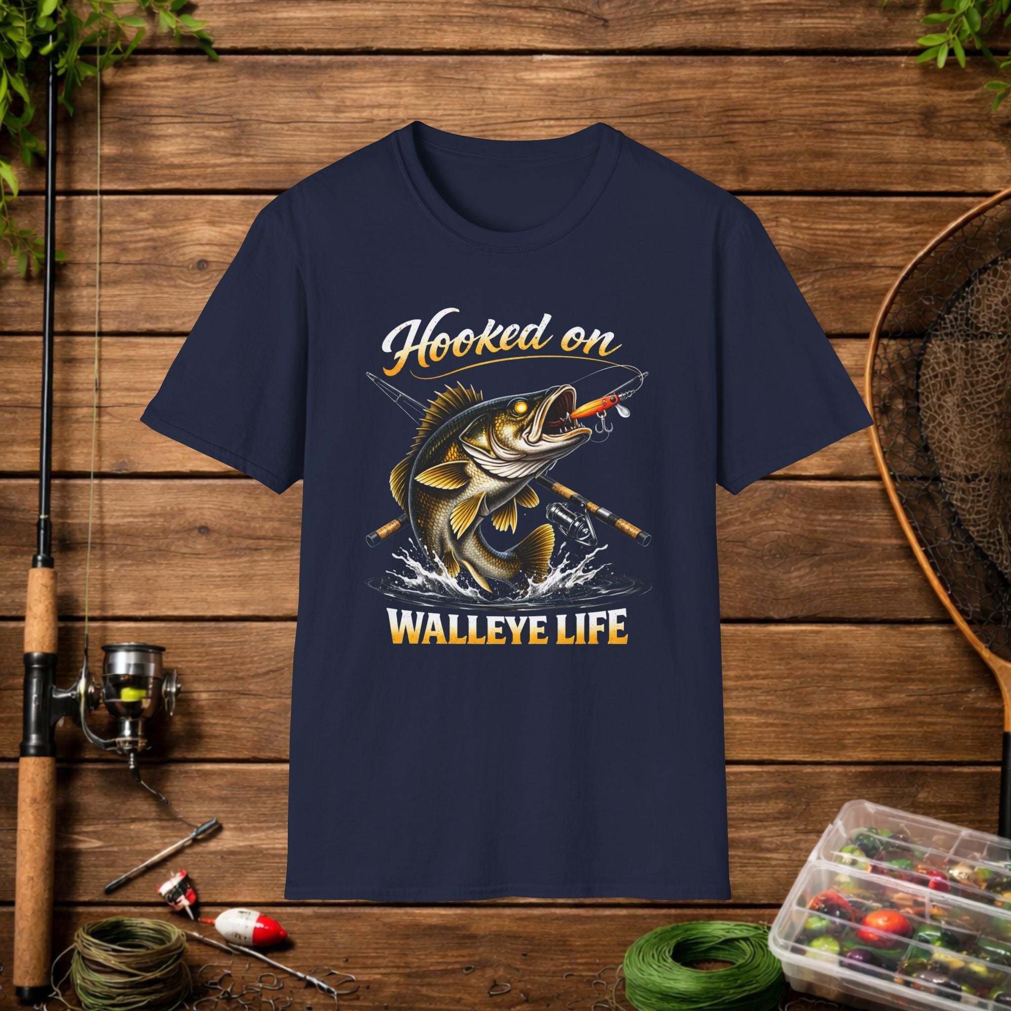 Hooked on Walleye Life Fishing Shirt – Walleye Angler Tee – Funny Walleye Fishing Apparel – Fisherman Gift