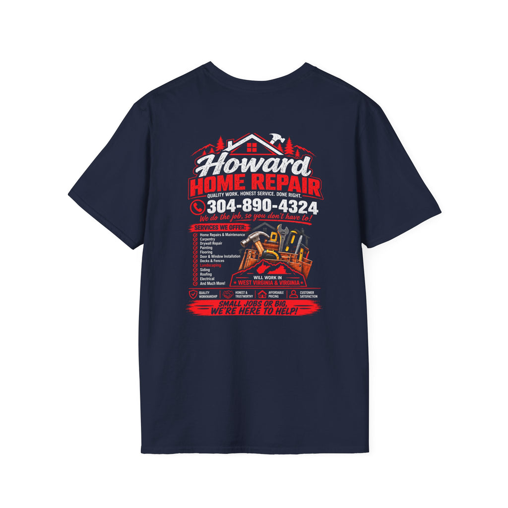 Home Repair T-Shirt — Howard Home Repair Crew Tee with Phone Number