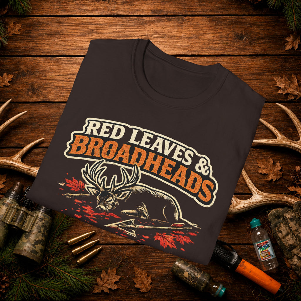 Hunting T-Shirt — "Red Leaves & Broadheads Fuel My Soul" Graphic Tee