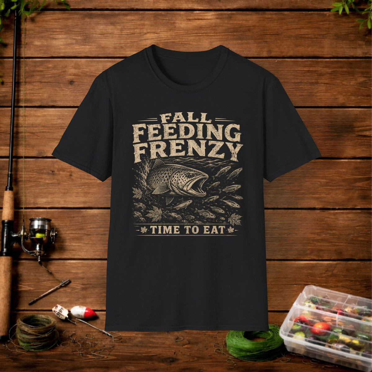 Fall Feeding Frenzy Fishing T‑Shirt — Time to Eat Angler Tee
