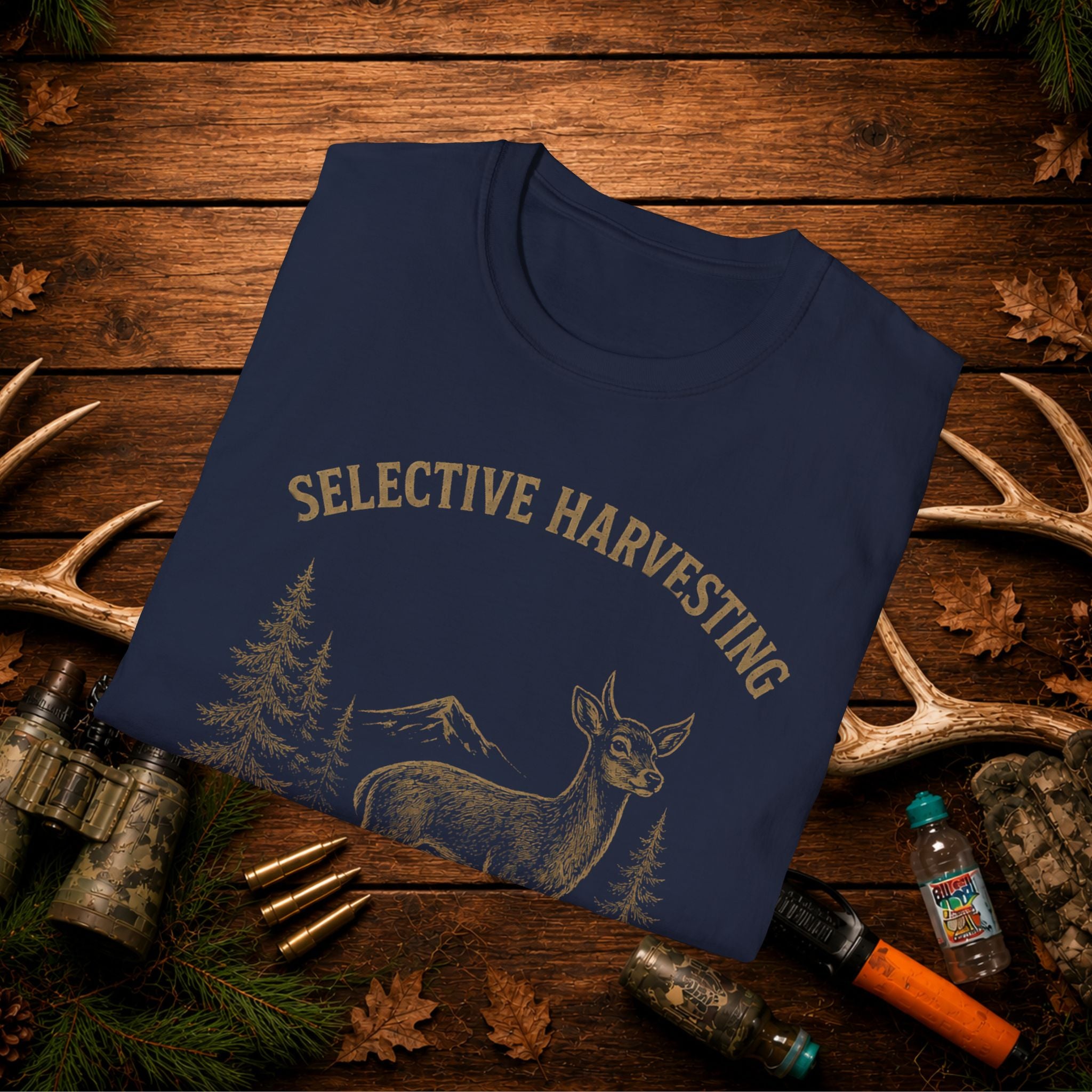 Deer Hunting T-Shirt — "Selective Harvesting What's That" Vintage Outdoor Tee