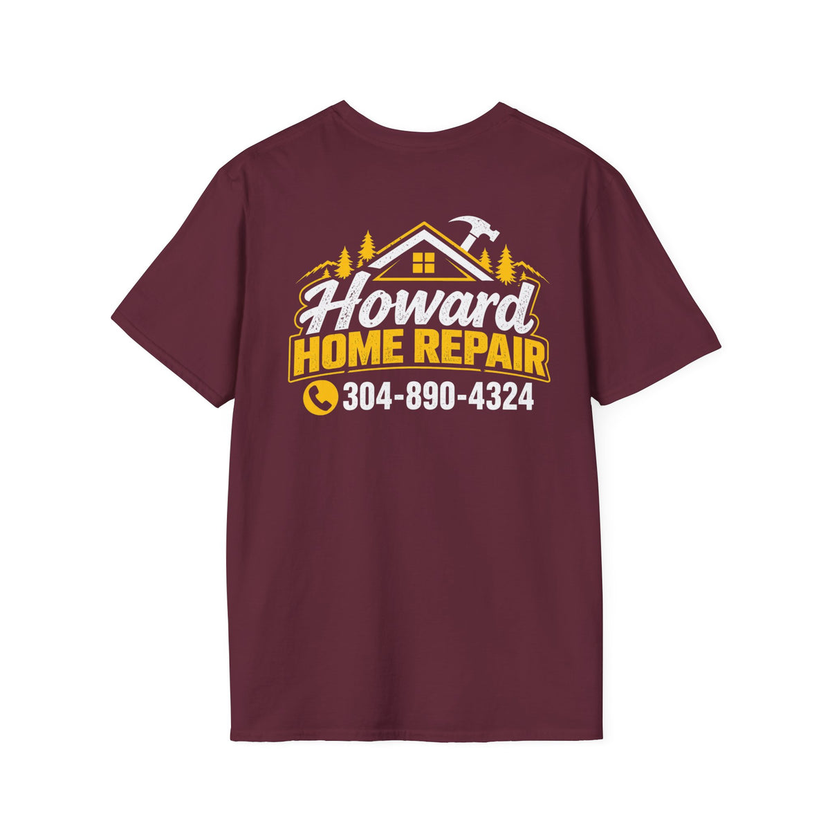 Howard Home Repair Logo T-Shirt — Phone Number Workwear Tee