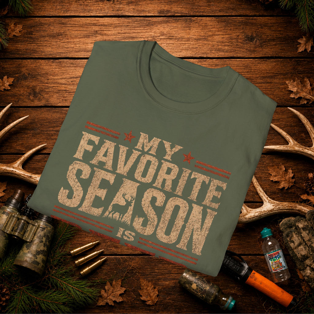 Deer Season T‑Shirt — "My Favorite Season Is Deer Season" Rustic Hunting Tee