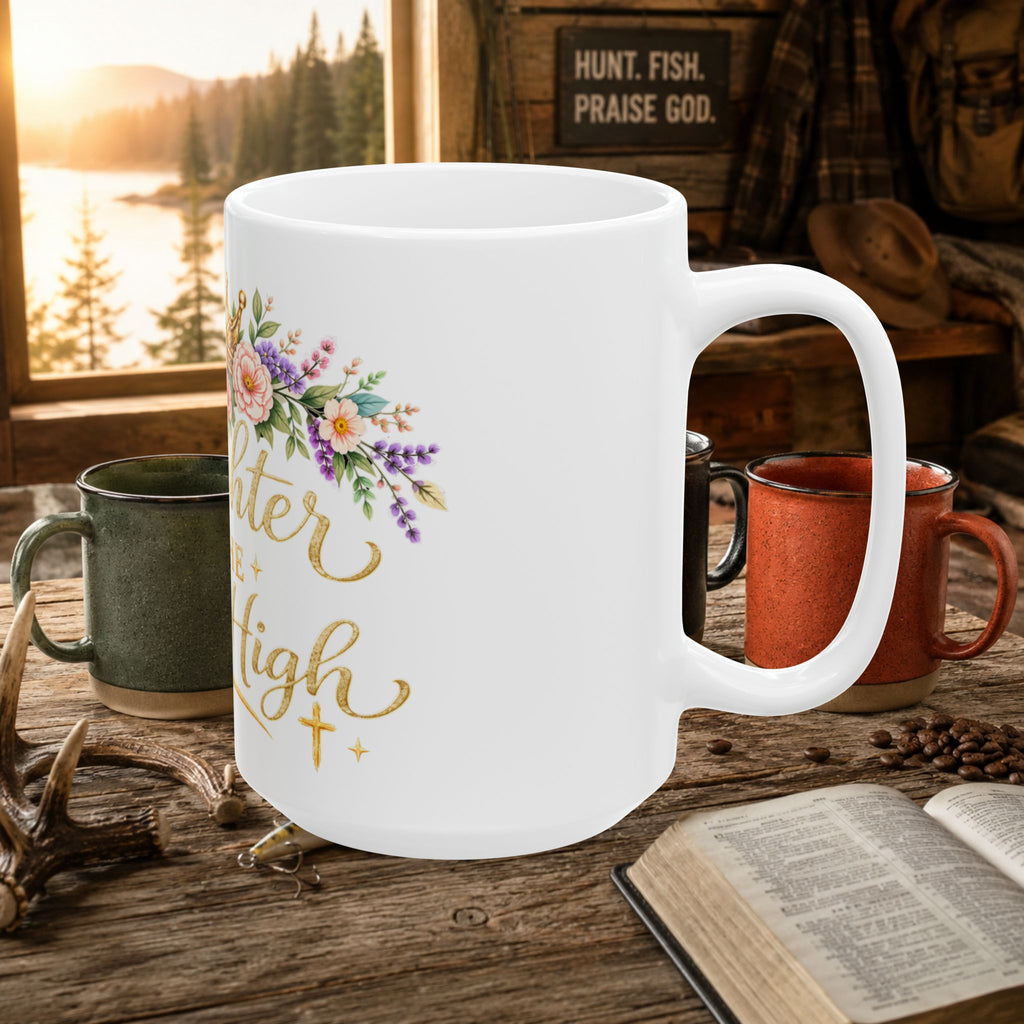 Daughter of the Most High Ceramic Mug | Floral Crown Christian Coffee Cup