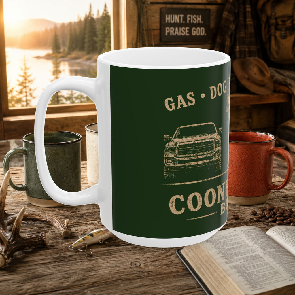The Coonhunter Budget Mug — Funny Coon Hunting Ceramic Coffee Cup (11oz/15oz)