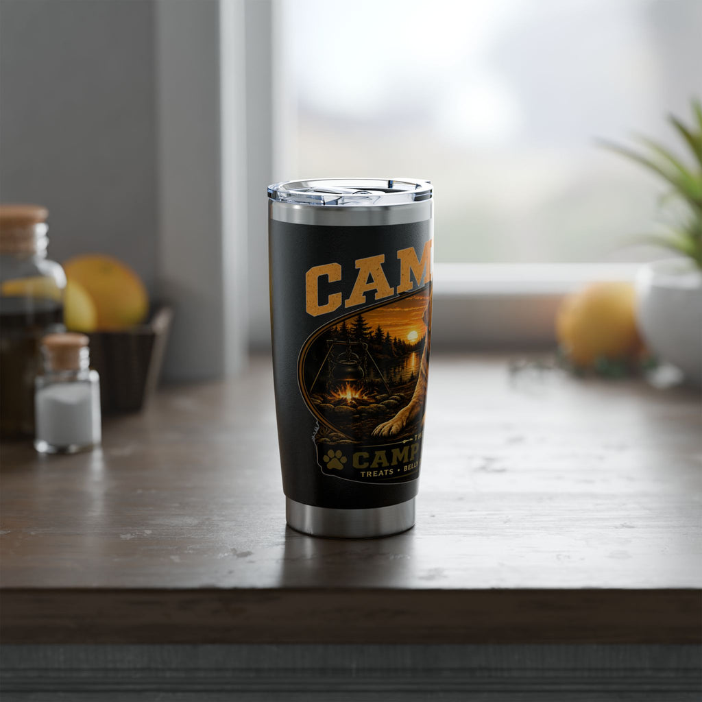 Camp Dog Travel Tumbler — 20oz Insulated Camping & Outdoors Stainless Steel Mug