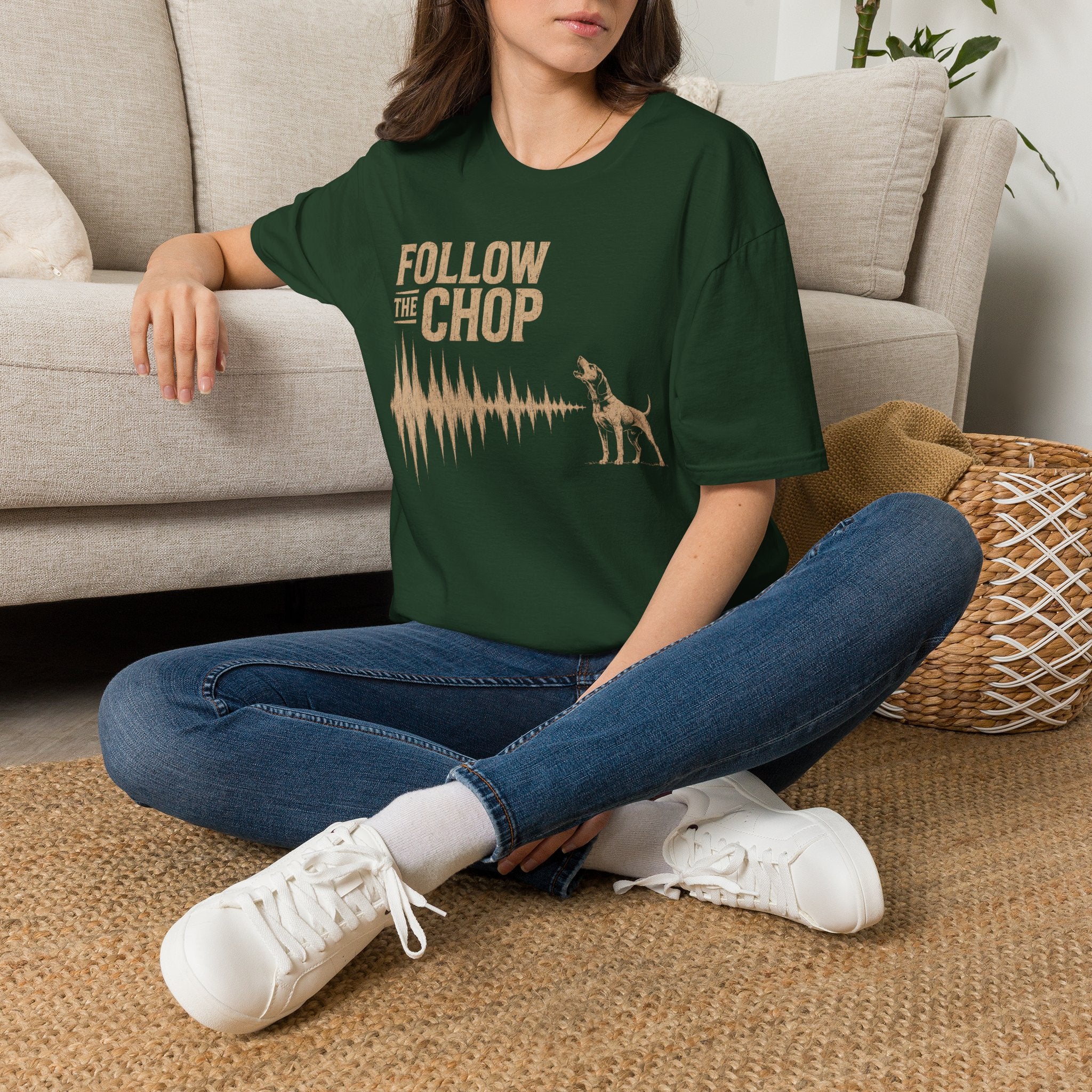 Follow The Chop Coon Hunting T-Shirt | Houndsman Dog Waveform Graphic Tee | Wild Wonderful Wear