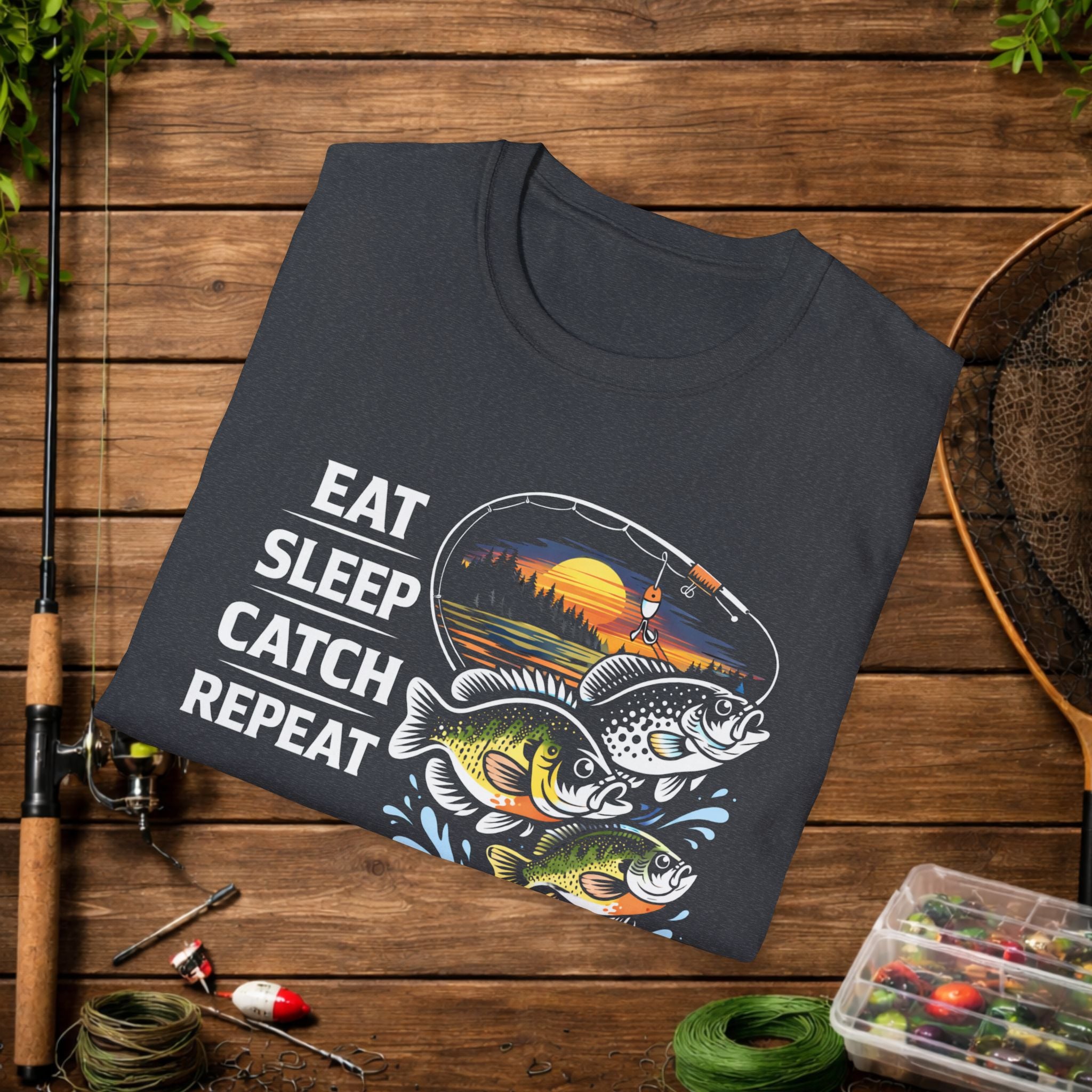 Eat Sleep Catch Repeat Panfish Fishing T-Shirt – Bluegill Crappie Sunfish Angler Tee