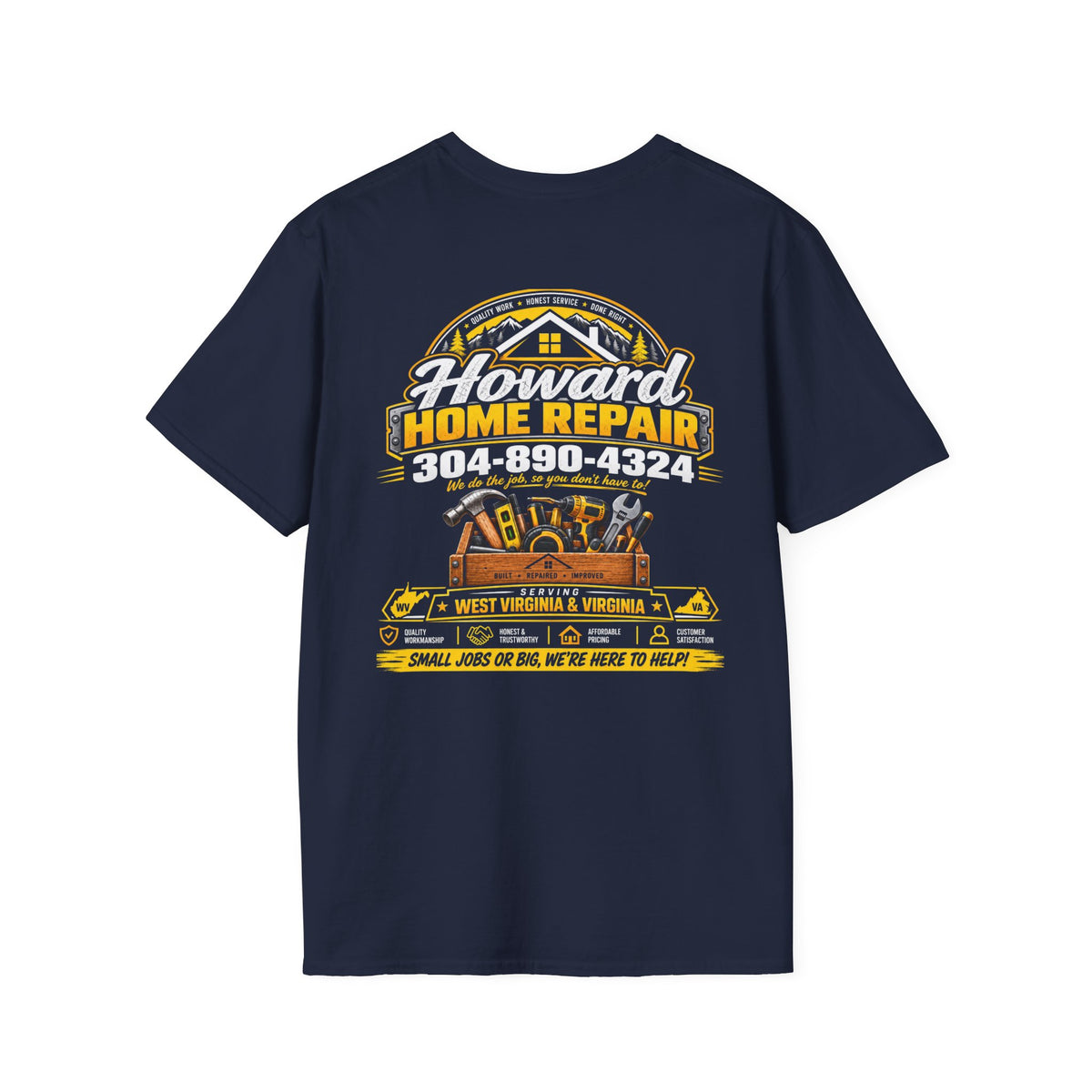 Home Repair Logo T‑Shirt — Howard Home Repair Branded Tee with Phone Number