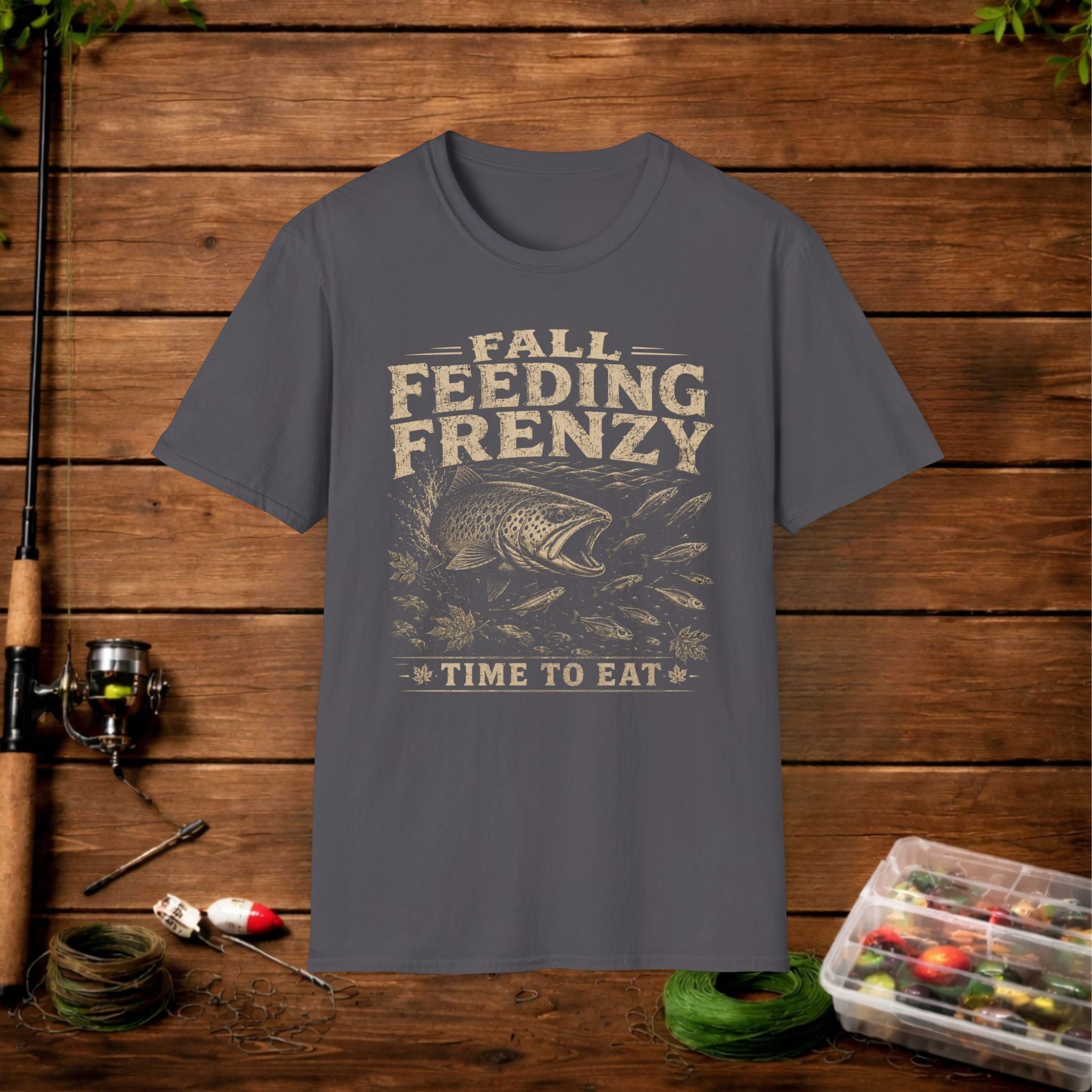 Fall Feeding Frenzy Fishing T‑Shirt — Time to Eat Angler Tee
