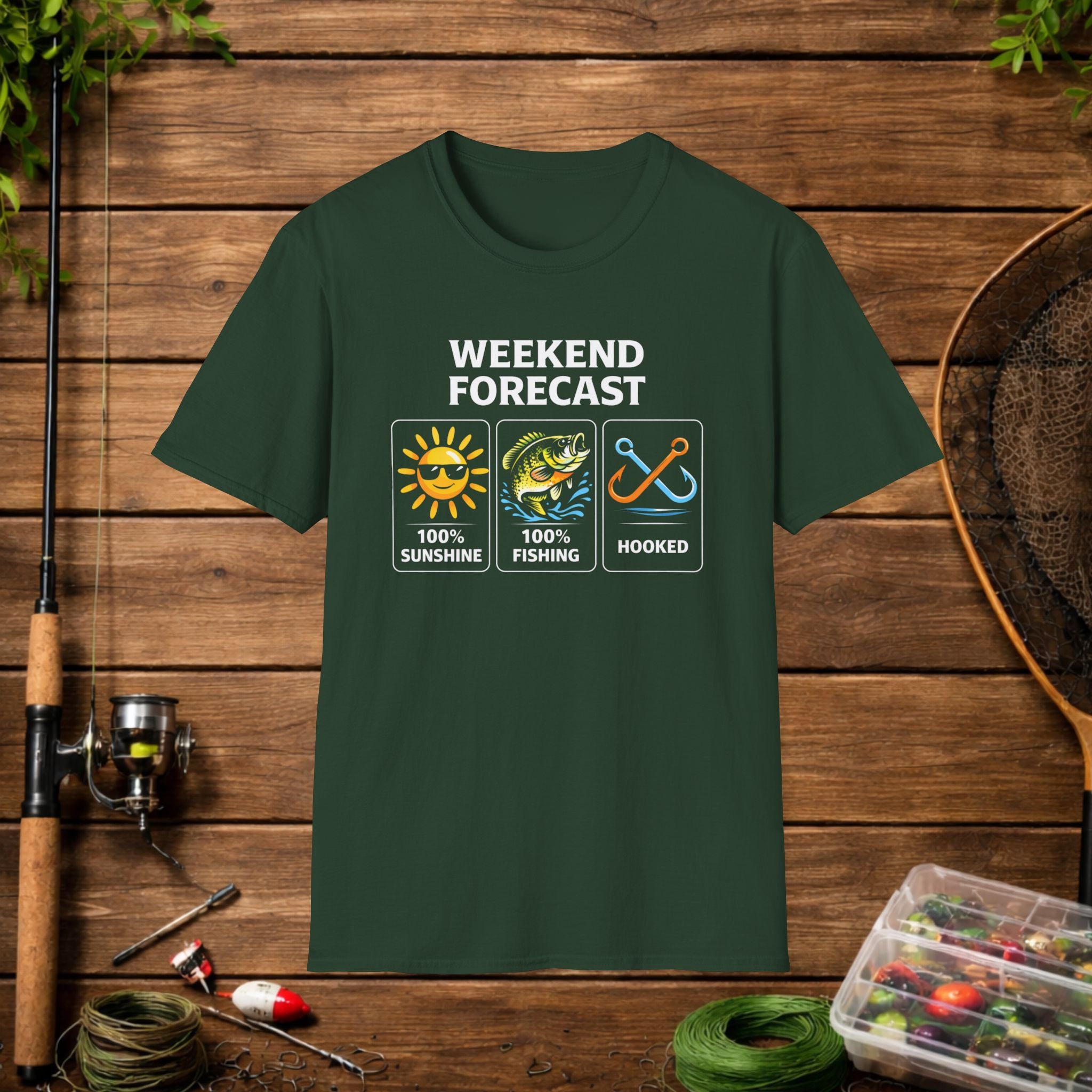 Weekend Forecast Fishing Shirt – Funny Fishing Weather Graphic Tee
