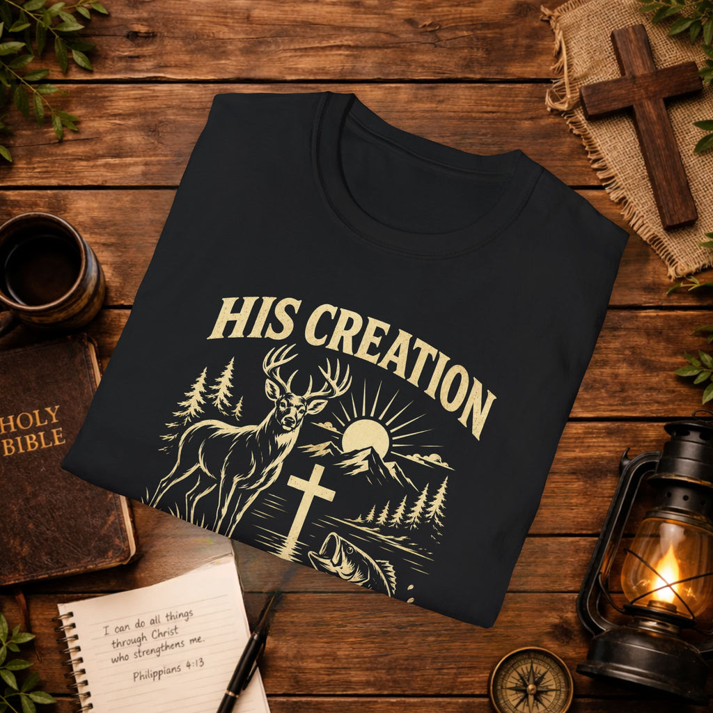 Christian Outdoors T-Shirt — "His Creation Is My Sanctuary" Faith Hunting Tee
