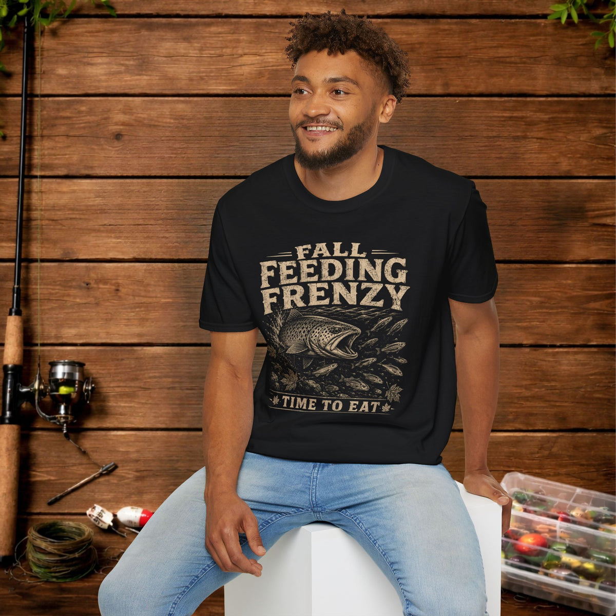 Fall Feeding Frenzy Fishing T‑Shirt — Time to Eat Angler Tee