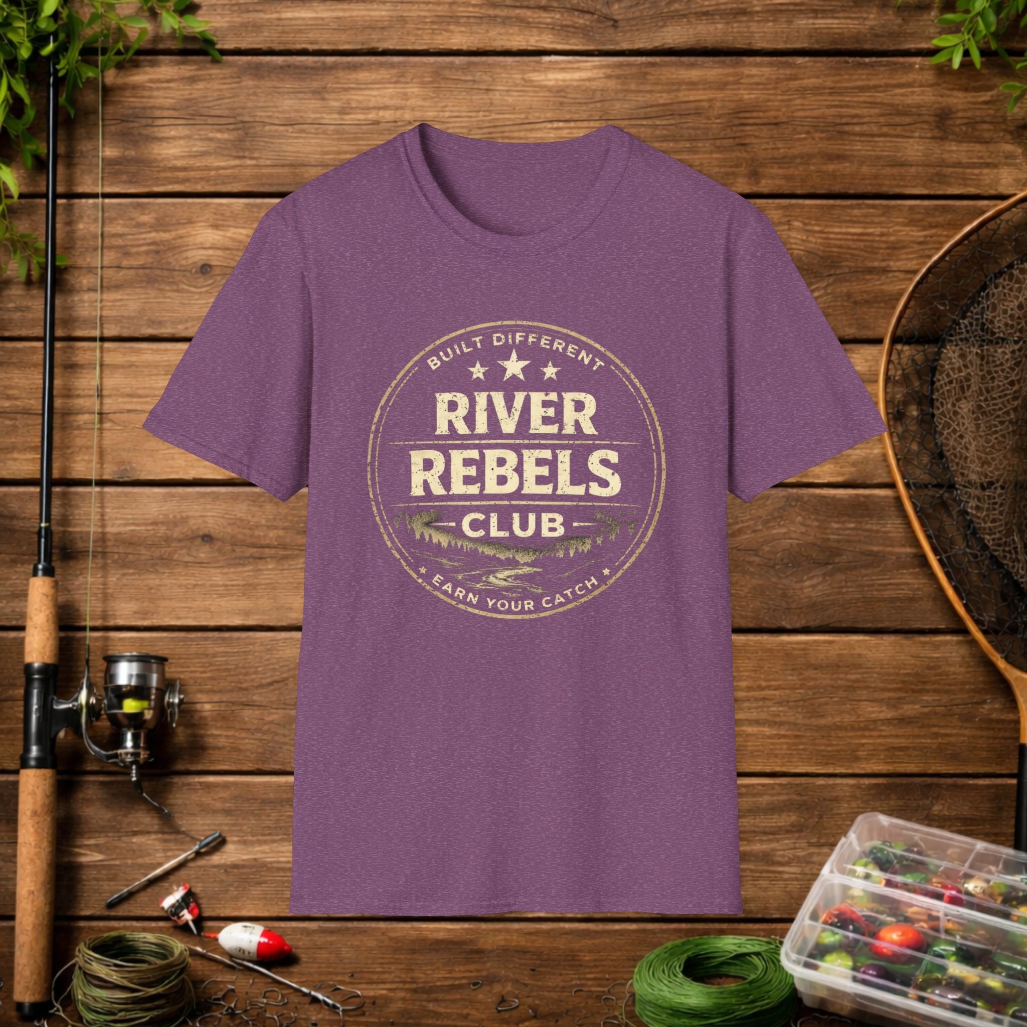 River Rebels Club Shirt – Built Different Fishing Tee – Earn Your Catch Outdoor Shirt – Rustic River Life Apparel
