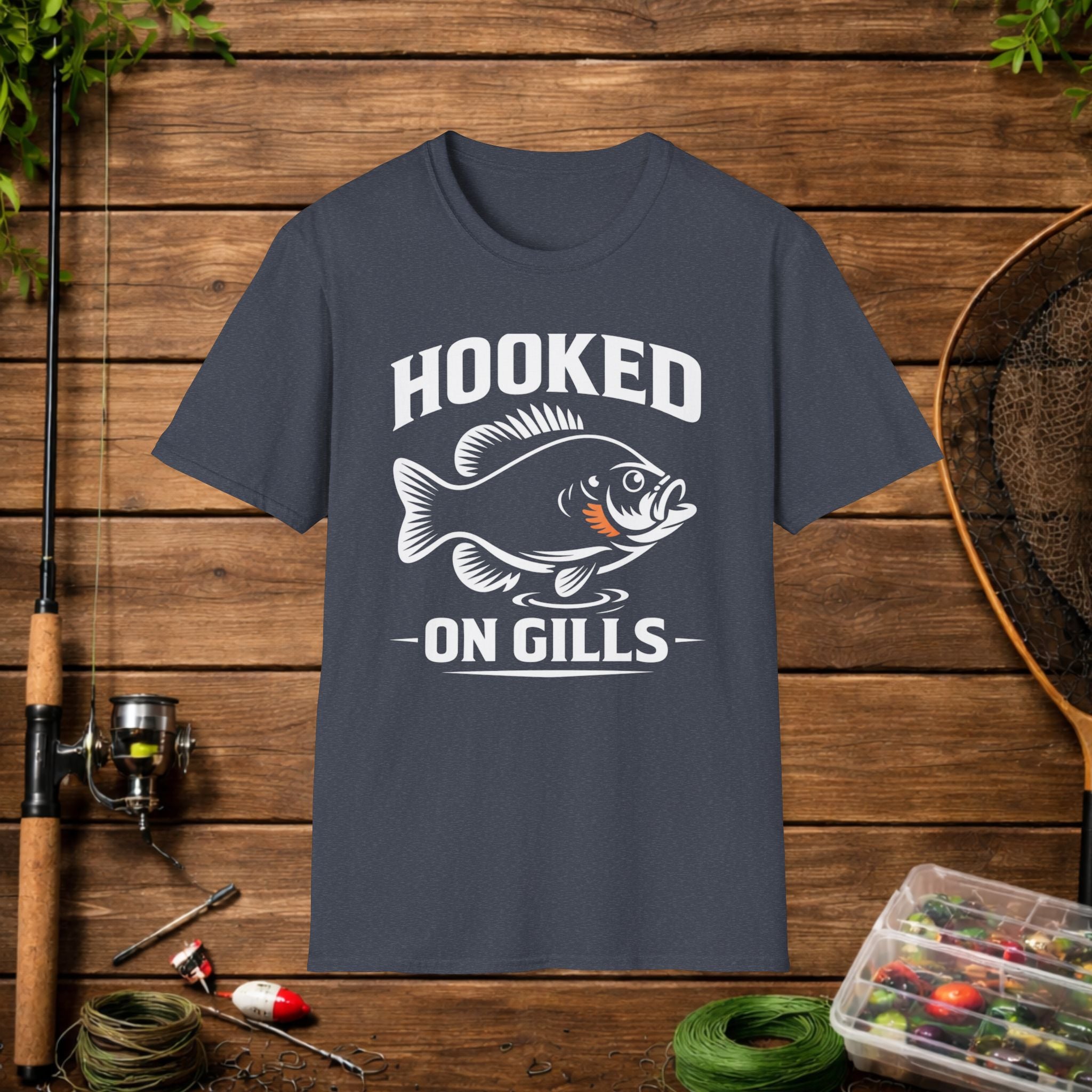 Hooked On Gills Bluegill Fishing T-Shirt – Panfish Angler Graphic Tee