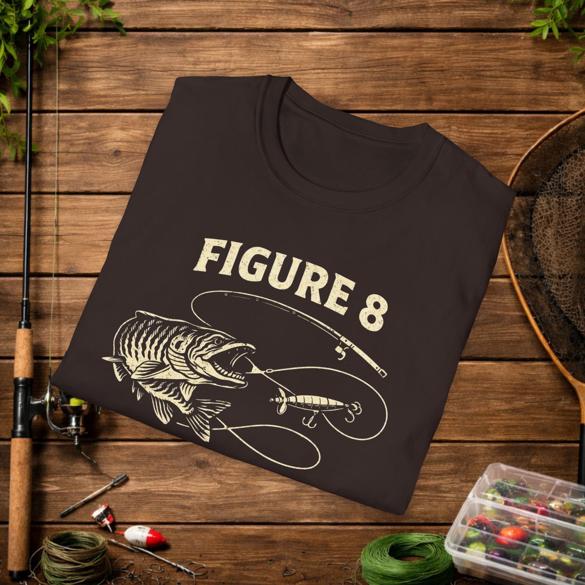 Figure 8 Musky Shirt – Musky Fishing Tee – Muskellunge Angler Apparel – Vintage Fishing Design