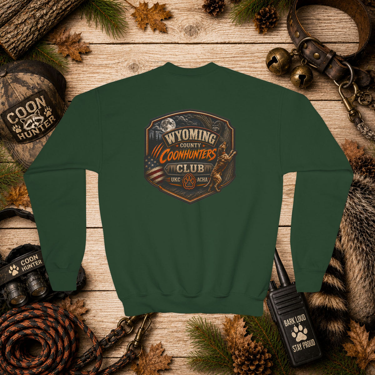 Youth Crewneck Sweatshirt — Wyoming County Coonhunters Club Graphic