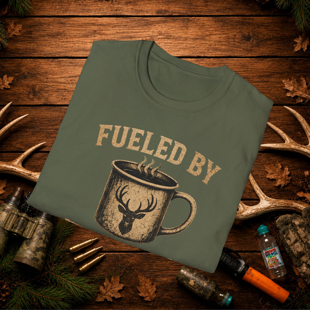 Fueled By Deer Season T-Shirt – Hunting Coffee Tee for Outdoorsmen