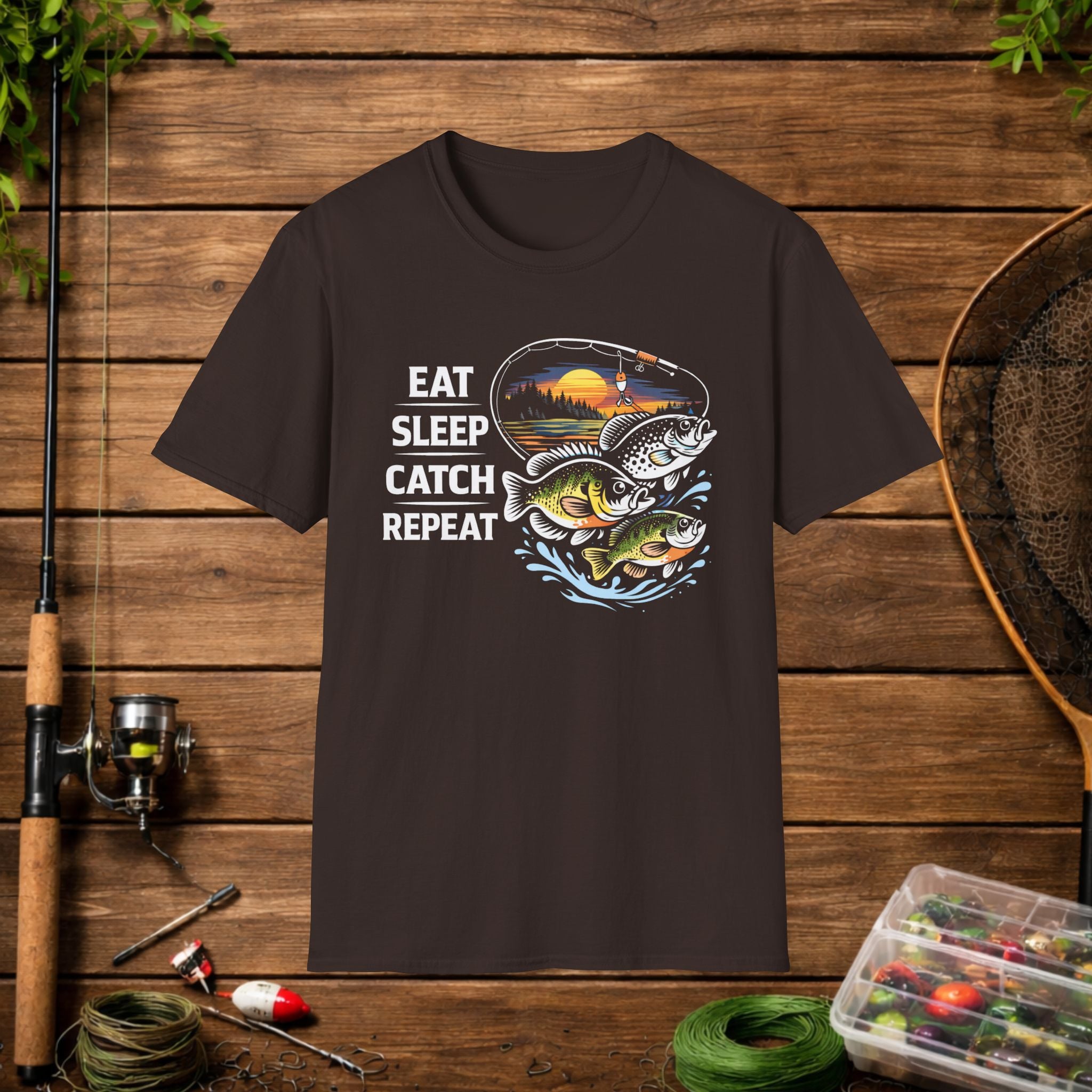 Eat Sleep Catch Repeat Panfish Fishing T-Shirt – Bluegill Crappie Sunfish Angler Tee