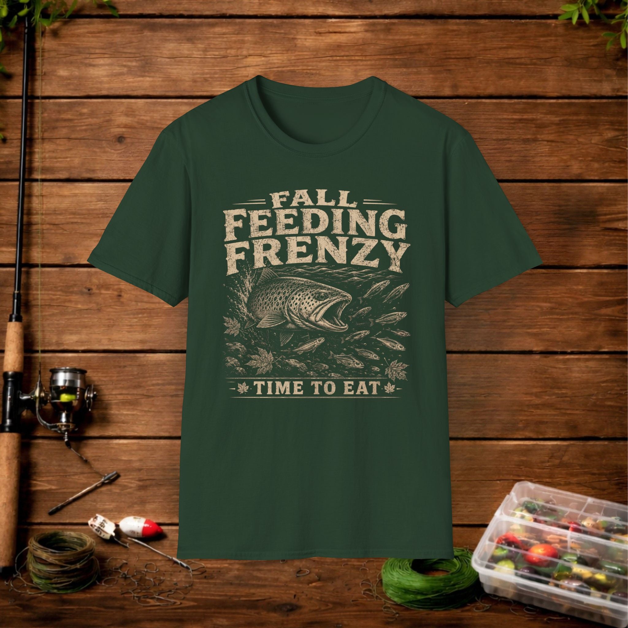 Fall Feeding Frenzy Fishing T‑Shirt — Time to Eat Angler Tee