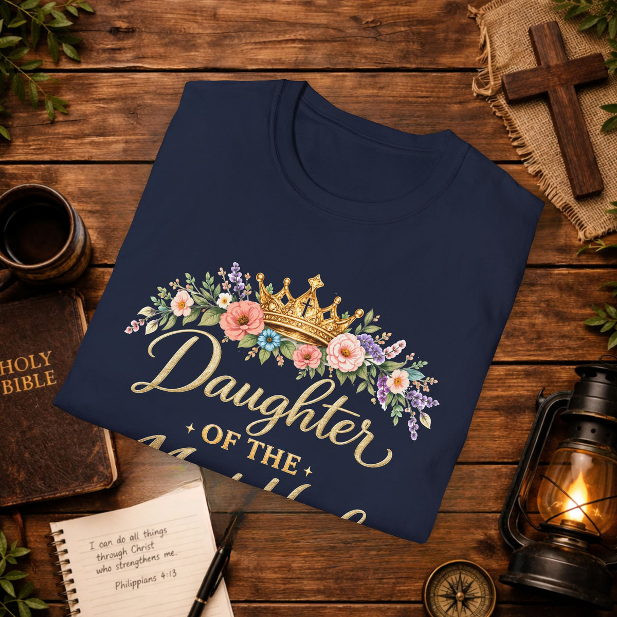 Daughter of the Most High T-Shirt | Floral Crown Christian Faith Tee