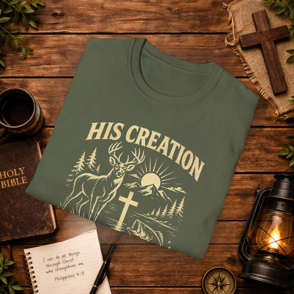 Christian Outdoors T-Shirt — "His Creation Is My Sanctuary" Faith Hunting Tee