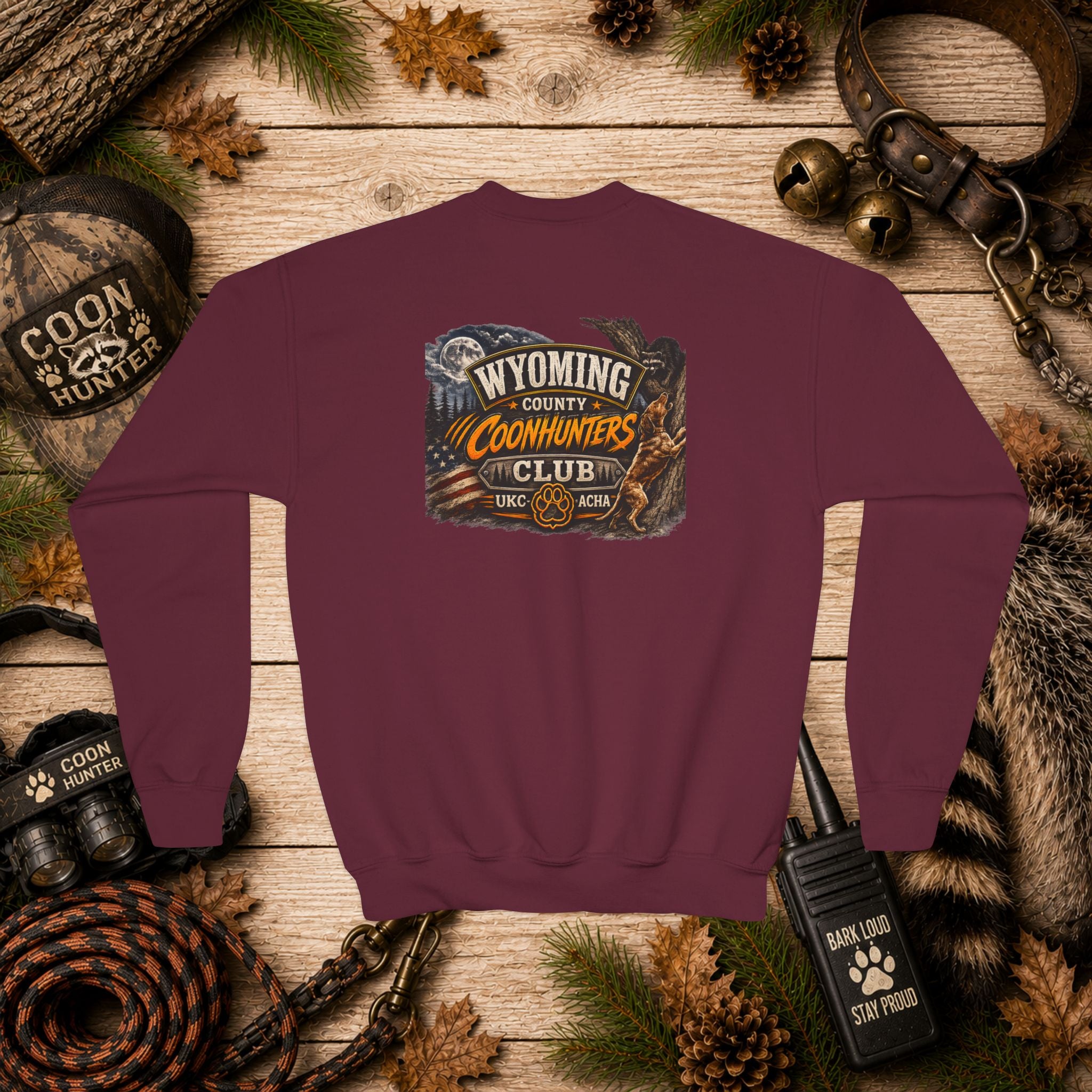 Youth Crewneck Sweatshirt — Wyoming County Coonhunters Club Graphic Pullover